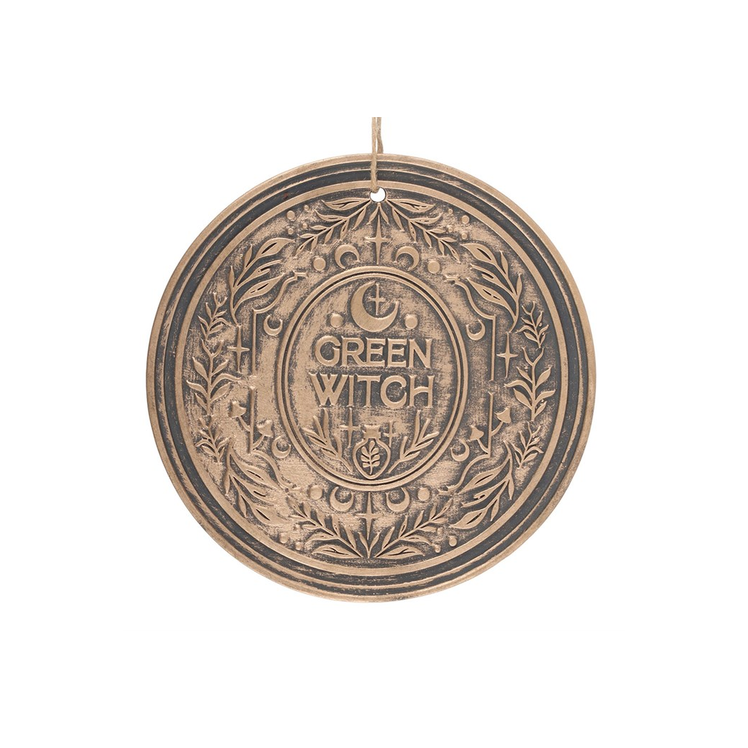 Green Witch Bronze Effect Terracotta Hanging Plaque N/A