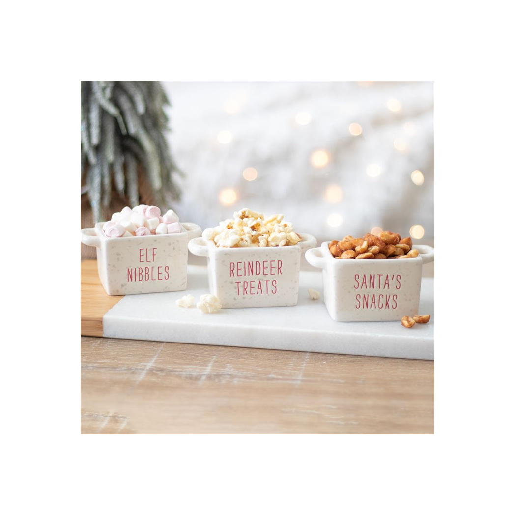 Set of 3 Ceramic Christmas Snack Bowls N/A