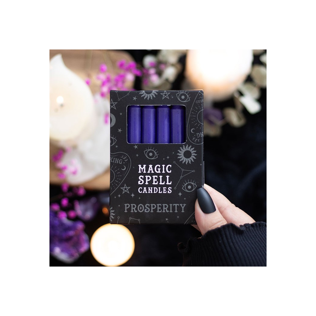 Set of 12 Purple 'Prosperity' Spell Candles N/A