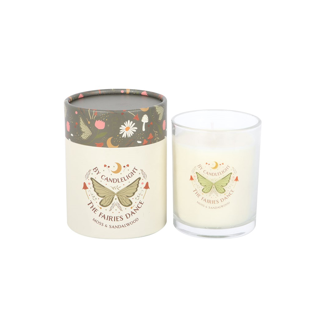 Fairy wing glass candle with woodland inspired design