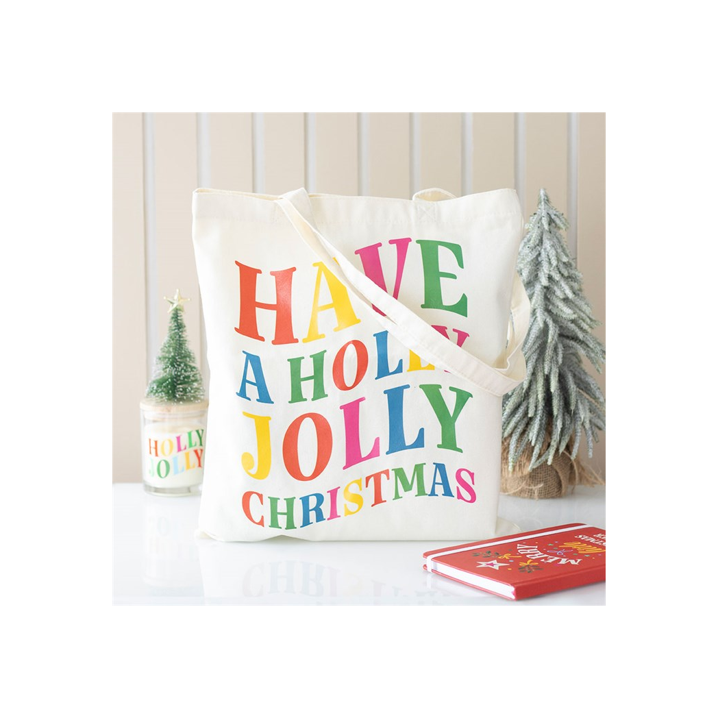 Holly Jolly Christmas Polyester Tote Bag N/A
