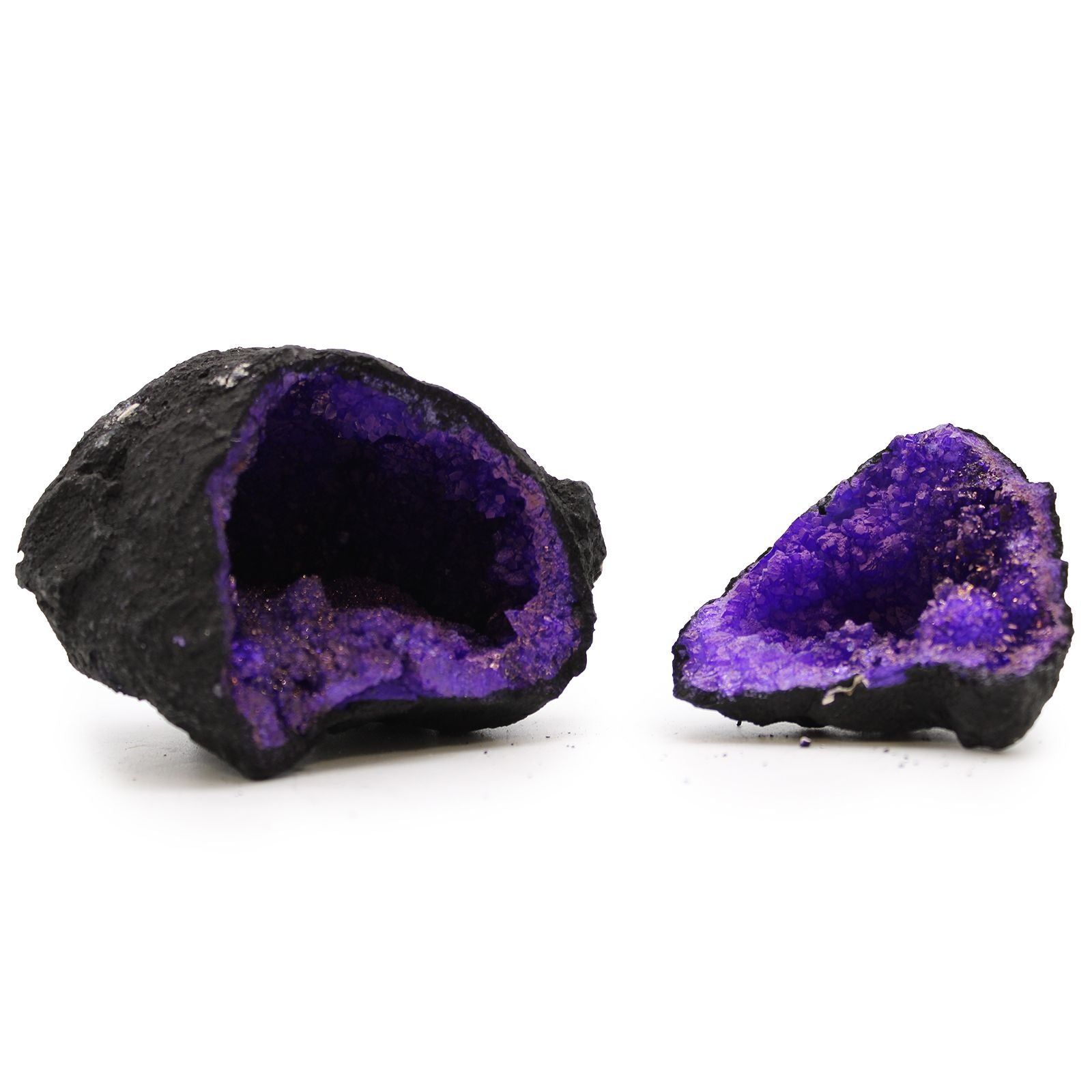 Coloured Calsite Geodes - Black Rock - Purple AW Dropship UK