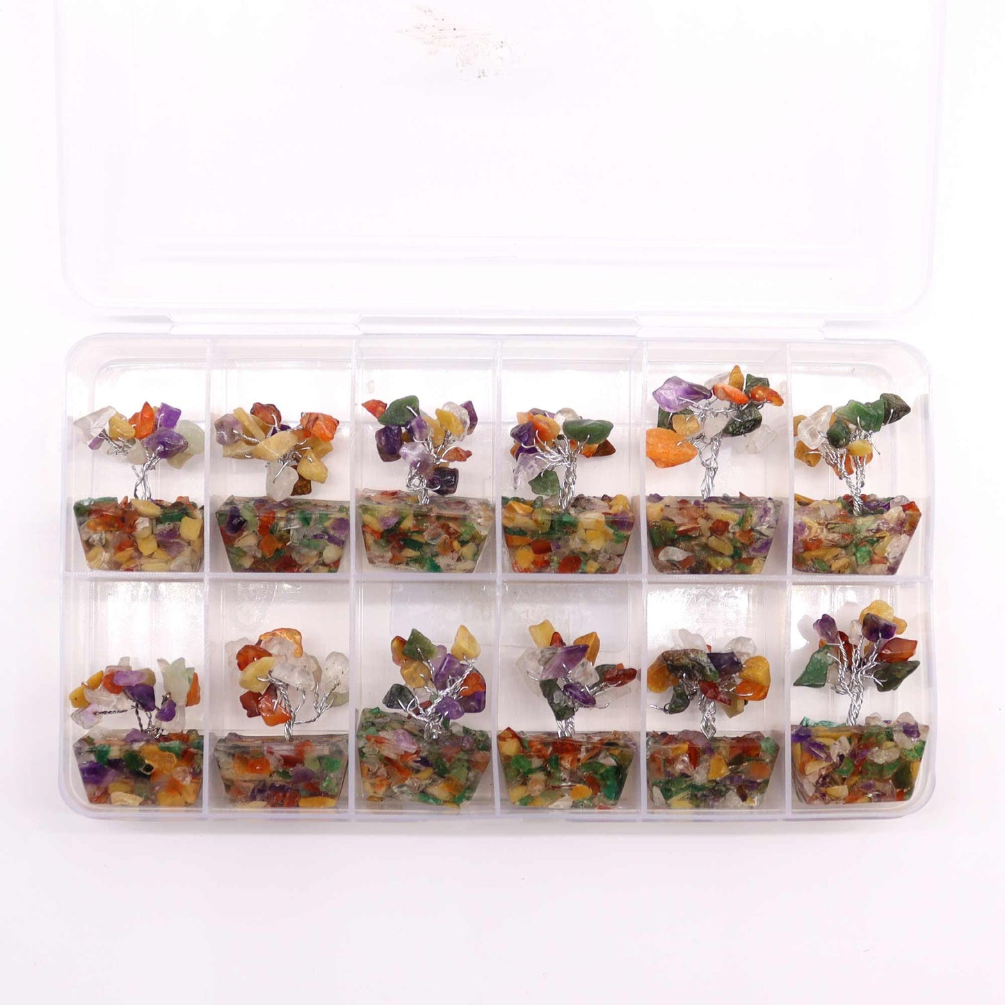 Mini Gemstone Tree on Orgonite Base - Multi Stones (15 stones) AW Dropship UK