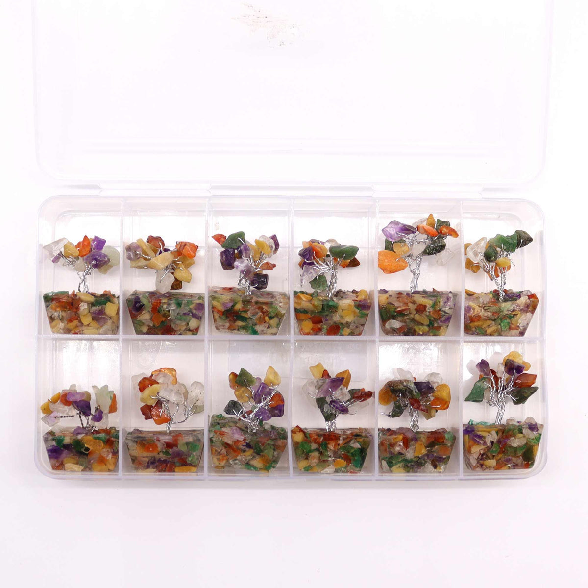 Mini Gemstone Tree on Orgonite Base - Multi Stones (15 stones) AW Dropship UK