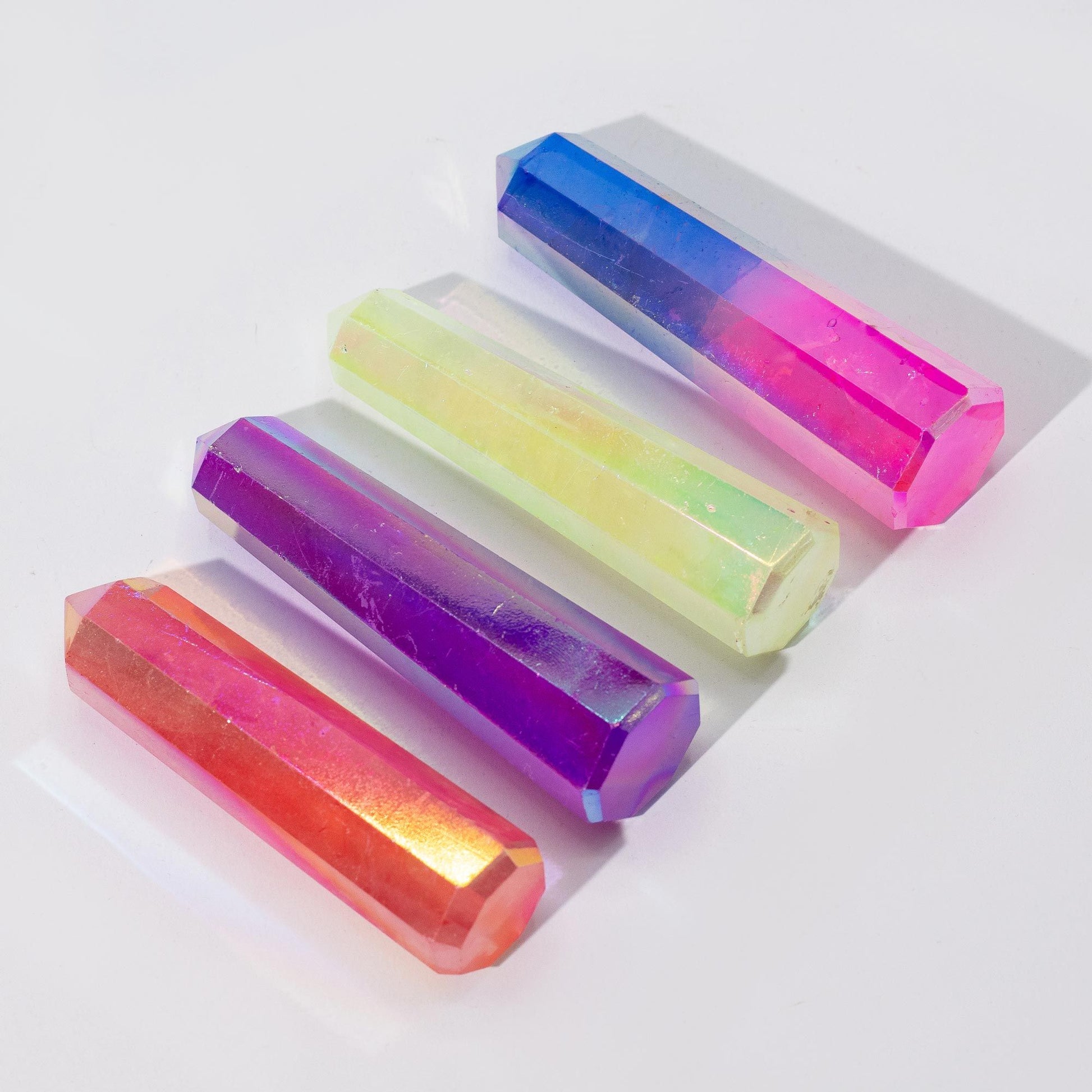 Gemstone Obelisk Point approx 9cm - Aurura Crystal Quartz - Purple AW Dropship UK