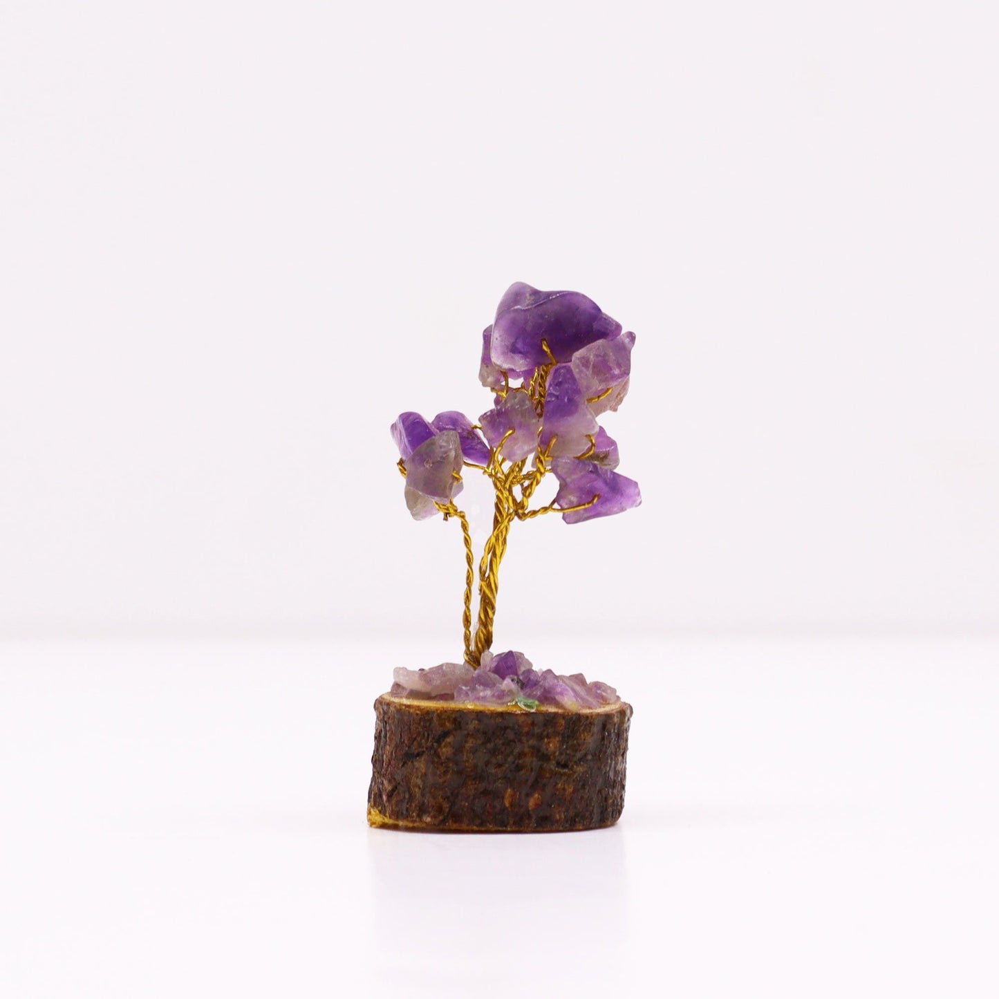 Mini Gemstone Tree On Wood Base - Amethyst (15 stones) AW Dropship UK
