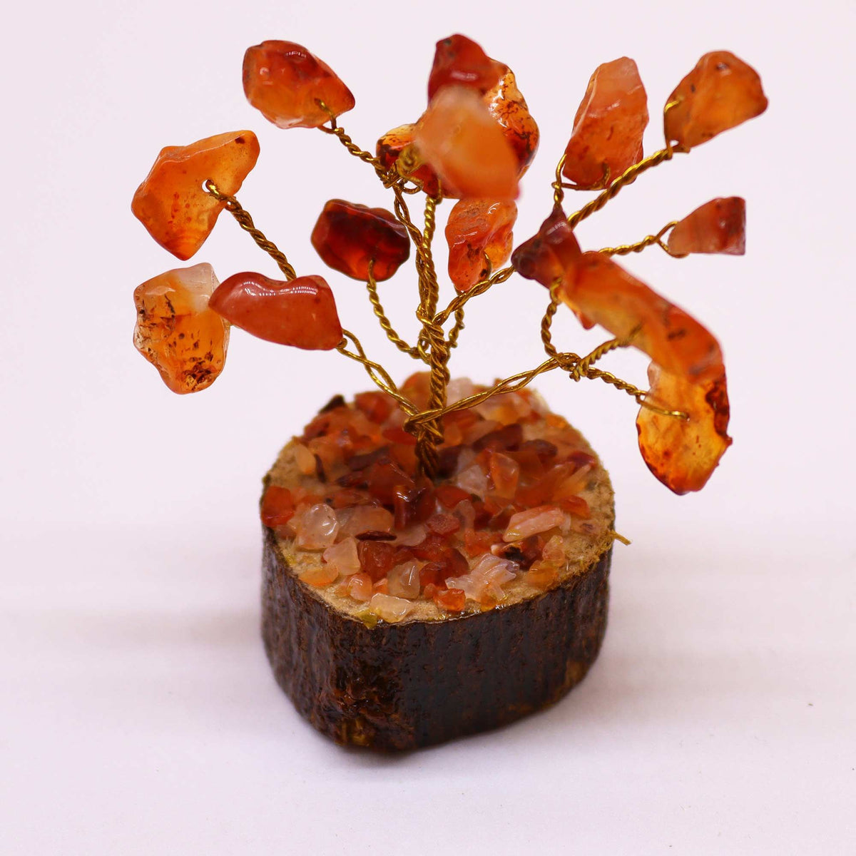 Mini Gemstone Tree On Wood Base - Carnelian (15 stones) AW Dropship UK