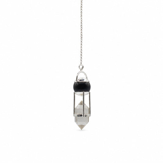Shadow Seer - Double Power Pendulum - Obsidian Globe - Clear Quartz Double Terminated AW Dropship UK