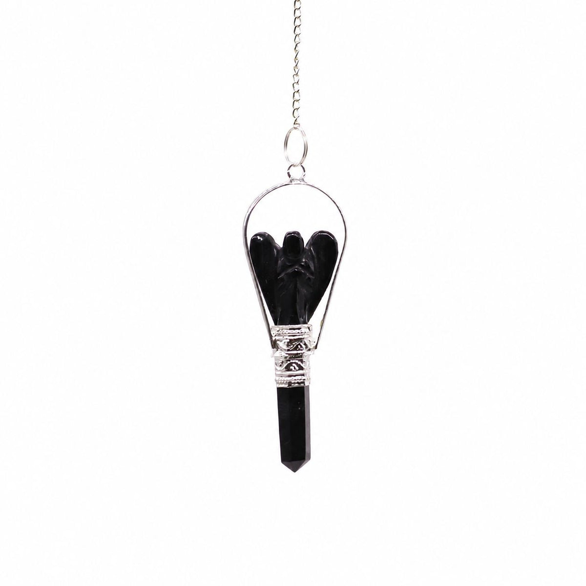 Angel Pendulum with Ring- Black Agate AW Dropship UK