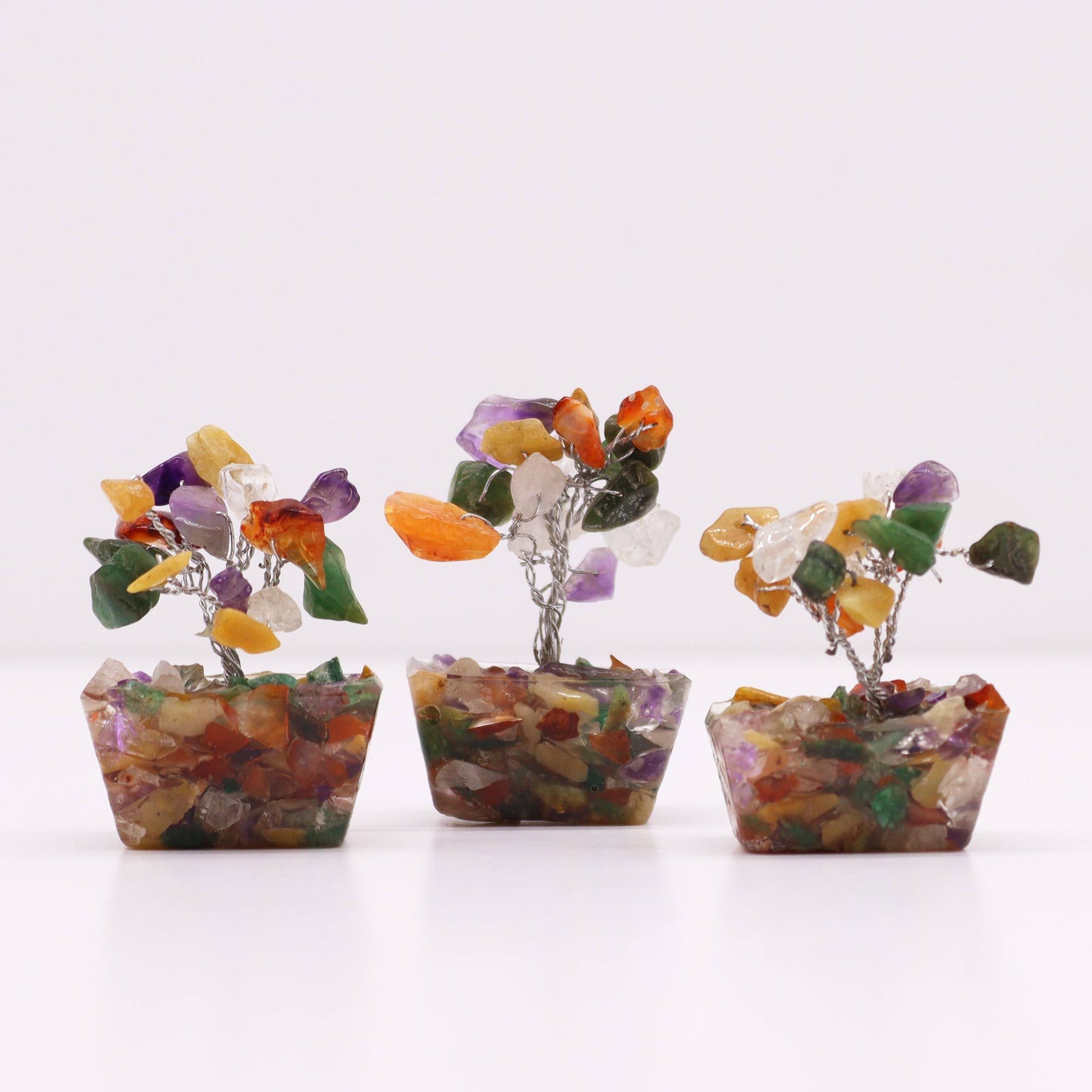 Mini Gemstone Tree on Orgonite Base - Multi Stones (15 stones) AW Dropship UK