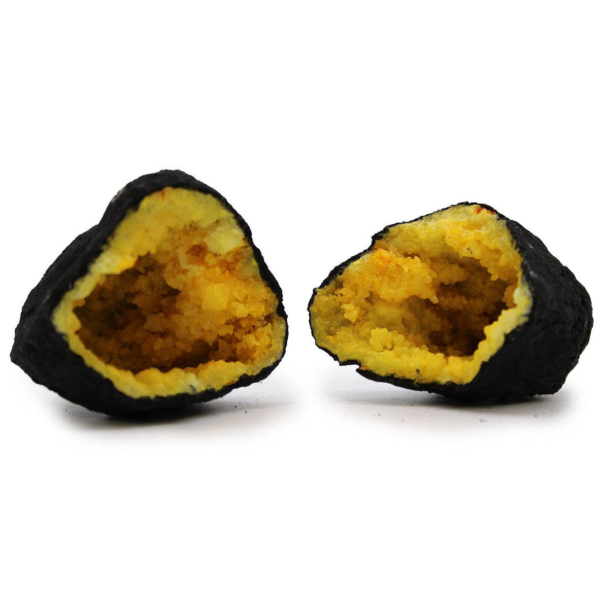 Coloured Calsite Geodes - Black Rock - Yellow AW Dropship UK