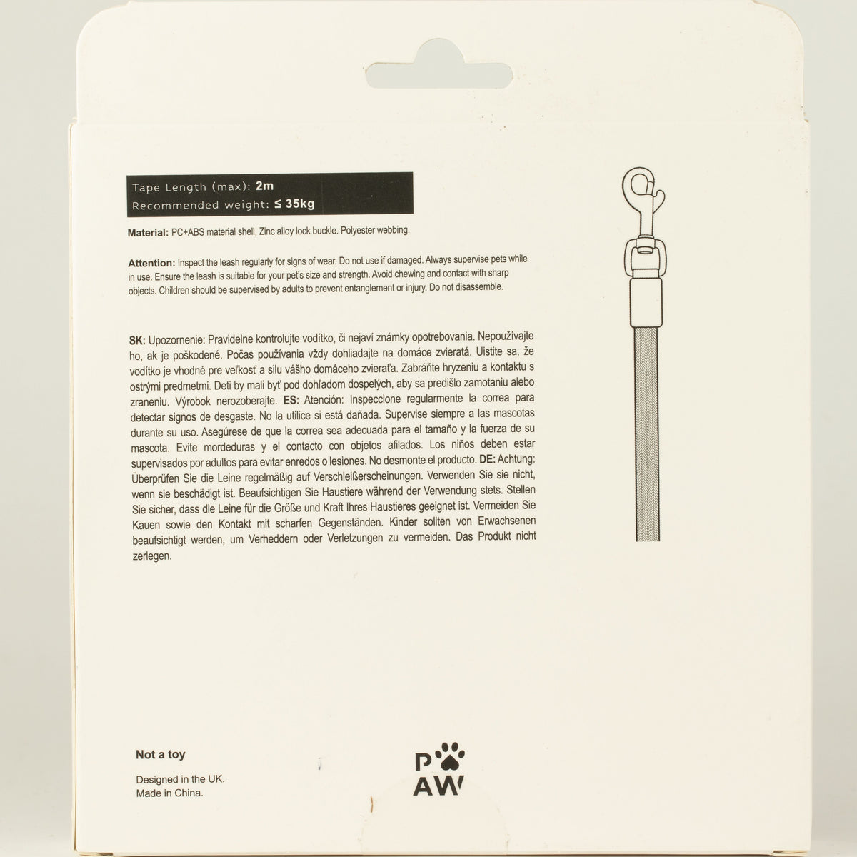 Grey and yellow retractable dog lead