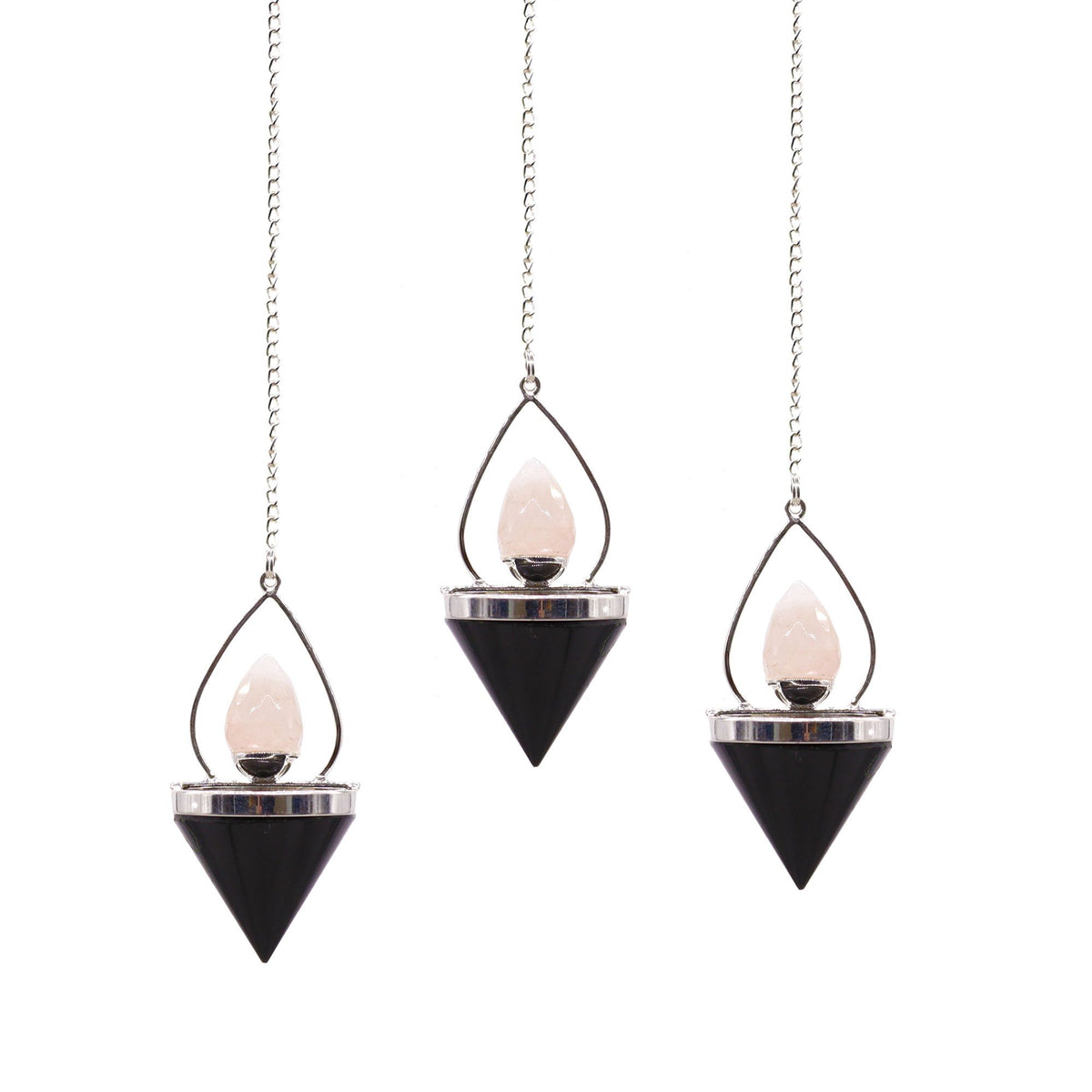 Gemstone Lantern of Life Pendulum - Black Agate & Rose Quartz AW Dropship UK