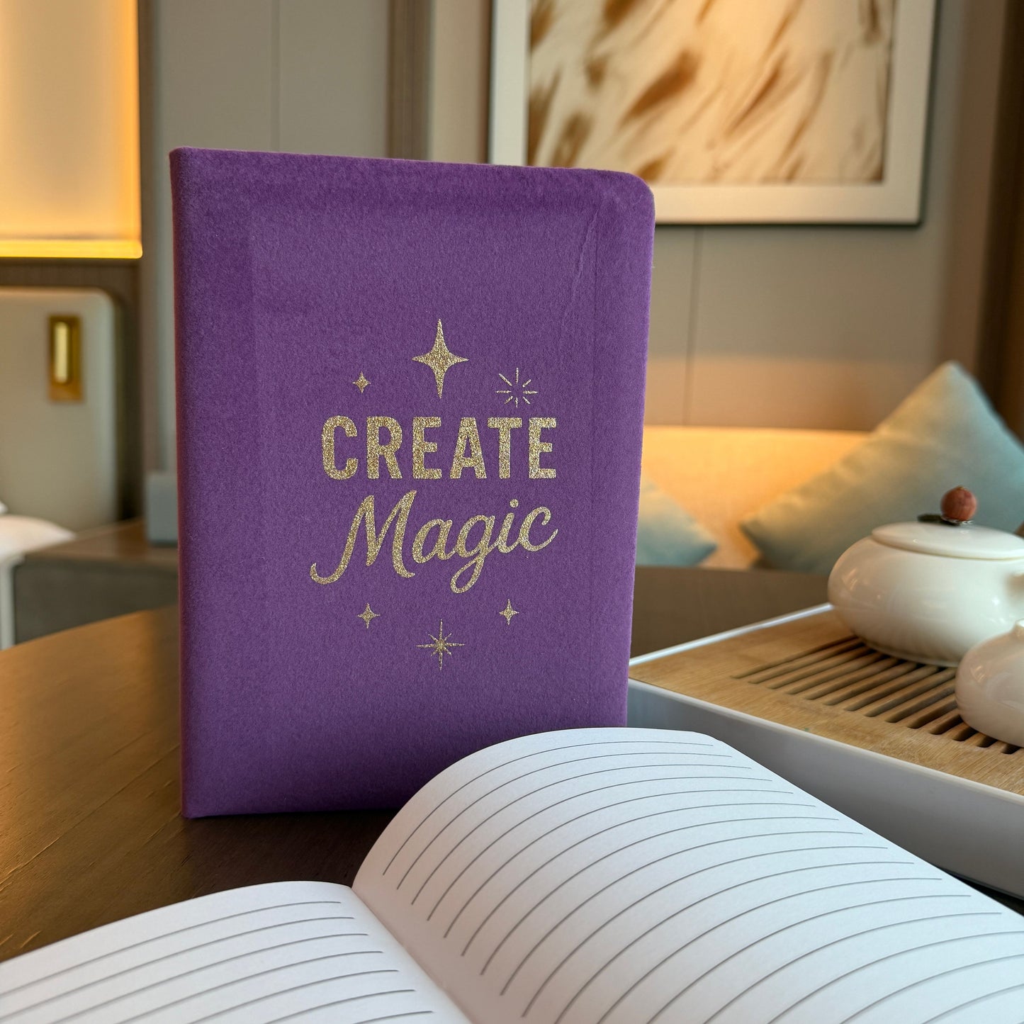 Purple Velvet Notebook - 80 pages - Create Magic AW Dropship UK