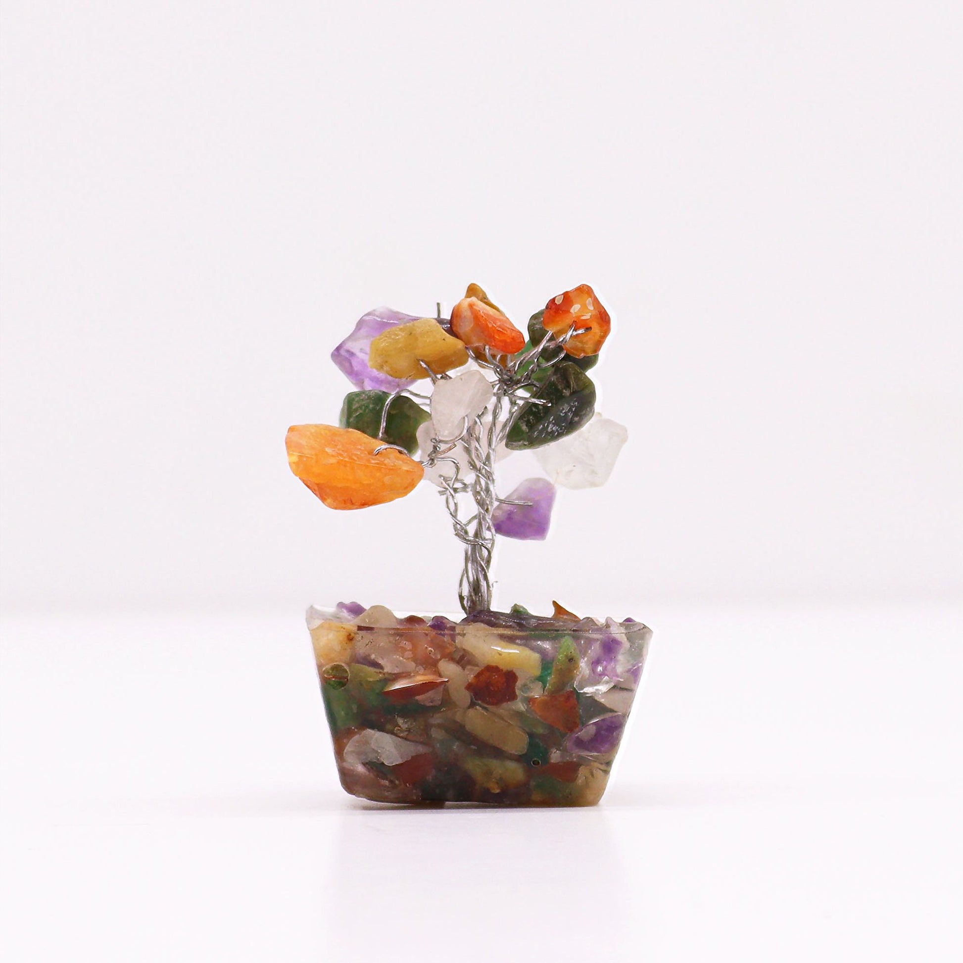 Mini Gemstone Tree on Orgonite Base - Multi Stones (15 stones) AW Dropship UK