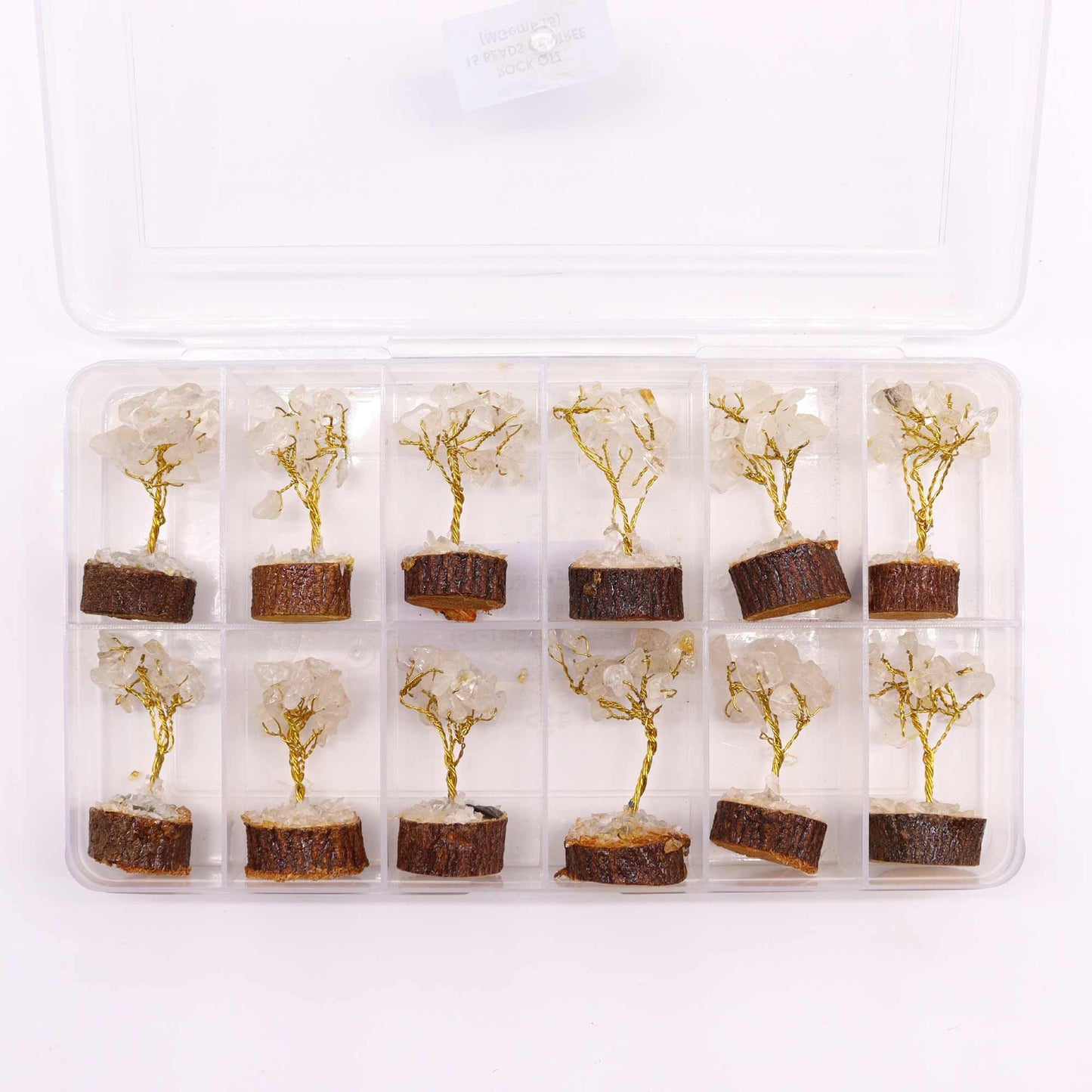 Mini Gemstone Tree On Wood Base - Rock Quartz (15 stones) AW Dropship UK