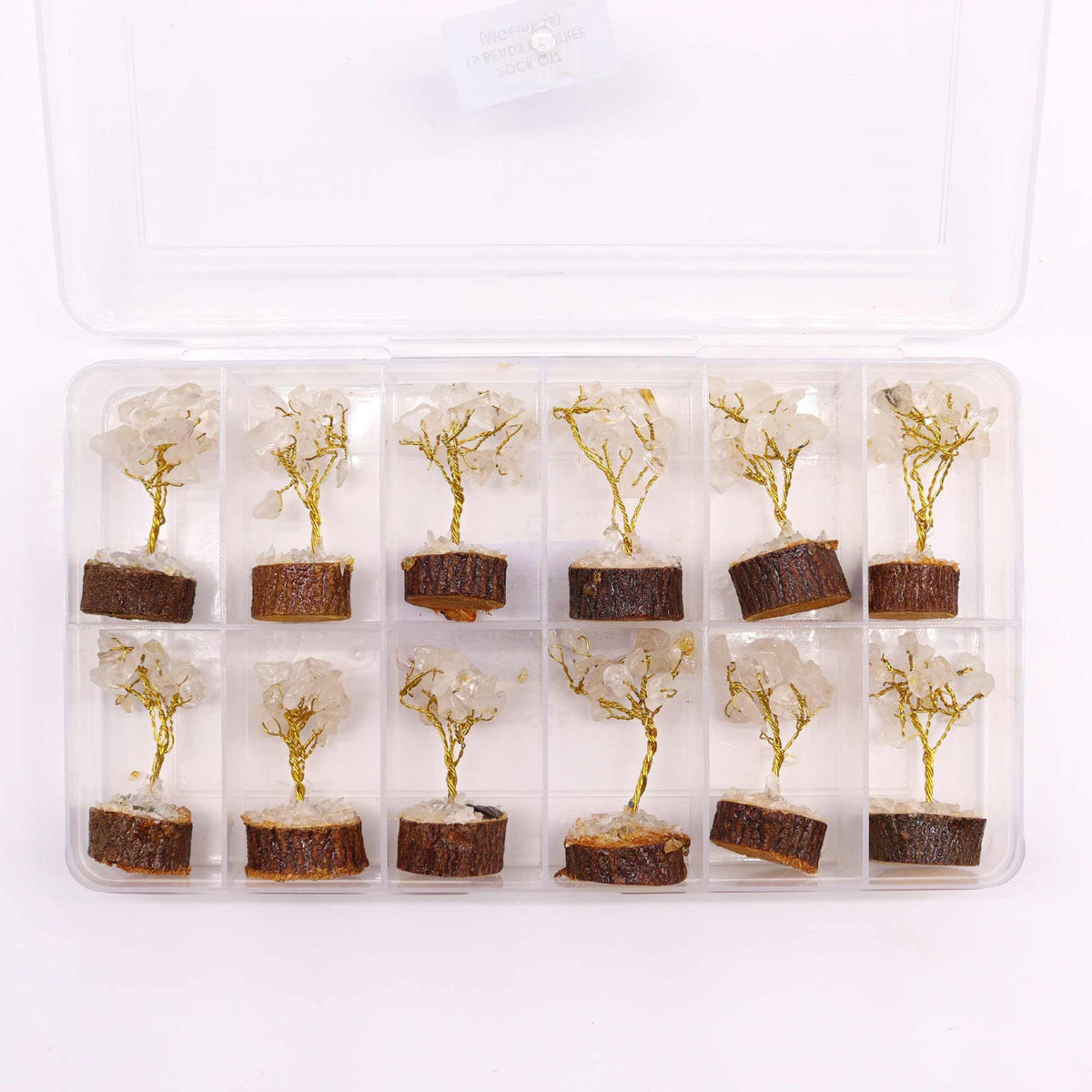 Mini Gemstone Tree On Wood Base - Rock Quartz (15 stones) AW Dropship UK