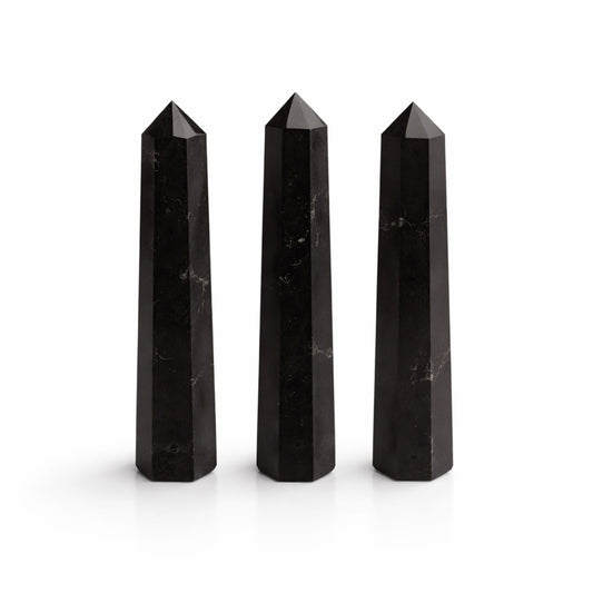 Gemstone Six Face Obelisk Point approx 11cm - Black Tourmaline AW Dropship UK