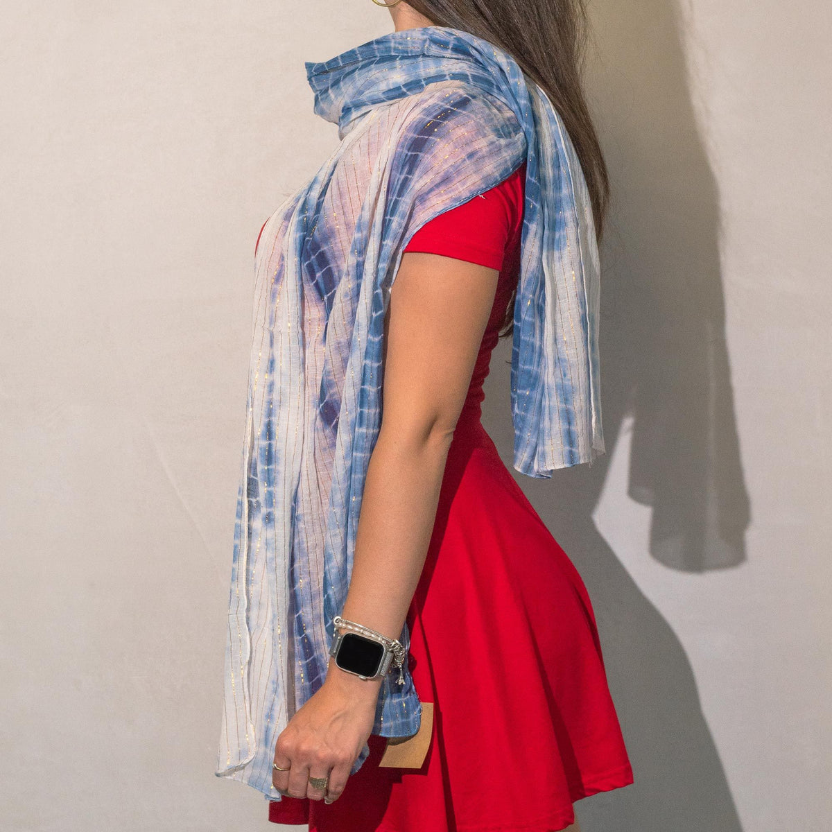 Nomad Sari Party Shine Scarf – Dusky Blue (180×50cm) AW Dropship UK