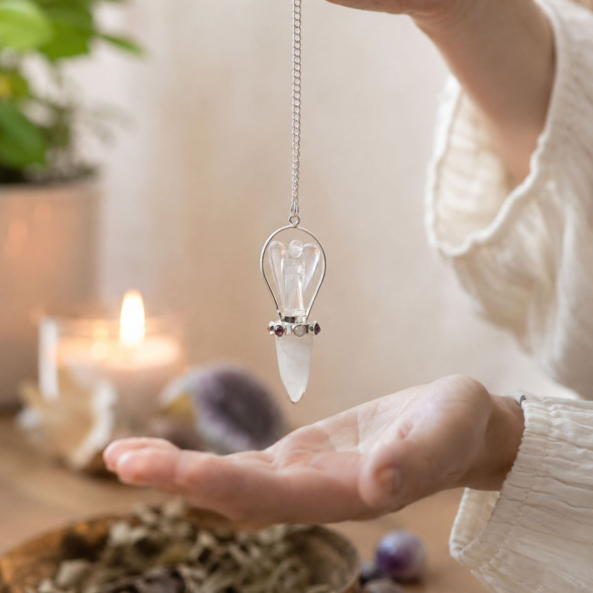 Celestial Guide - Two Piece Angel Pendulum - Chakra Band - Clear Quartz AW Dropship UK