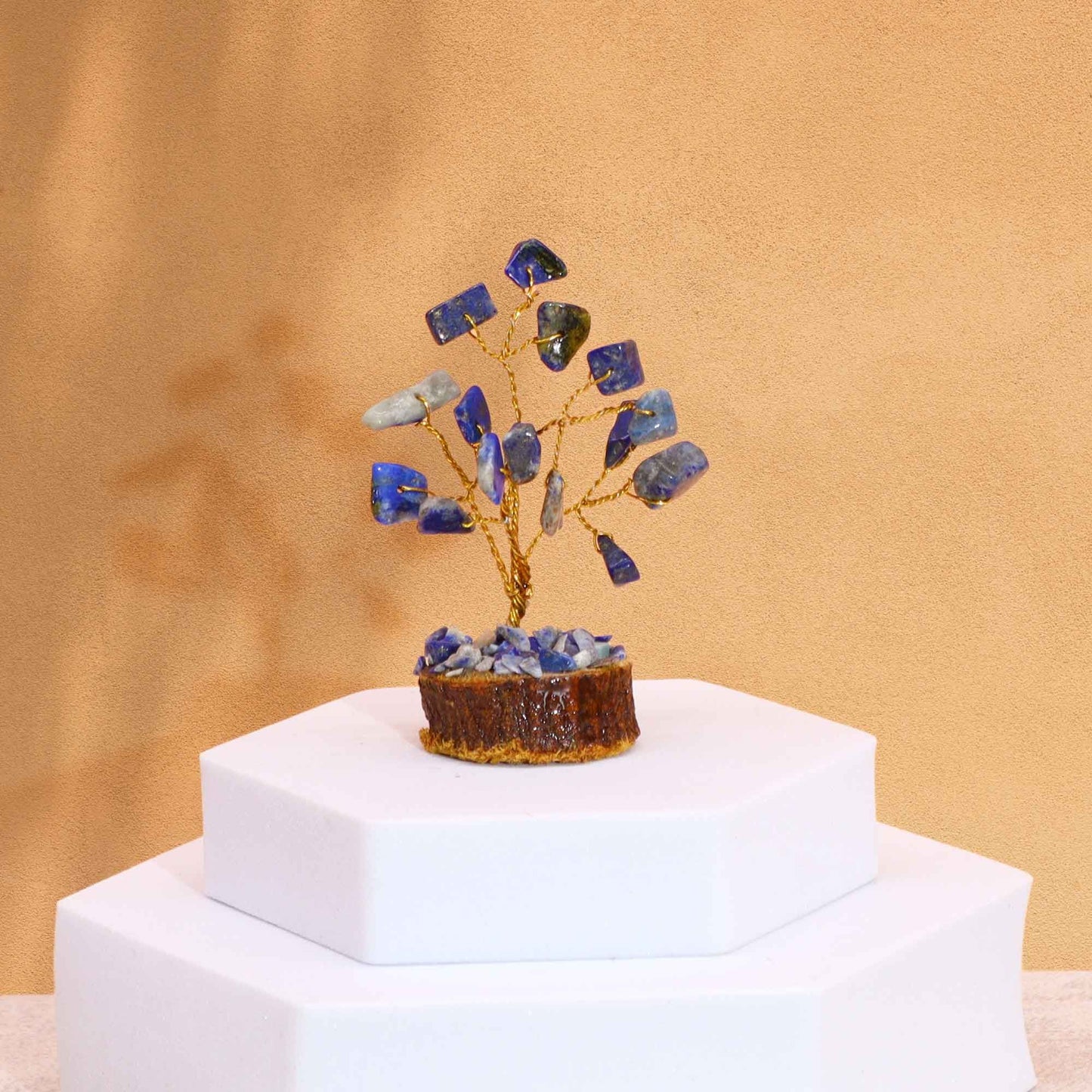 Mini Gemstone Tree On Wood Base - Sodalite (15 stones) AW Dropship UK