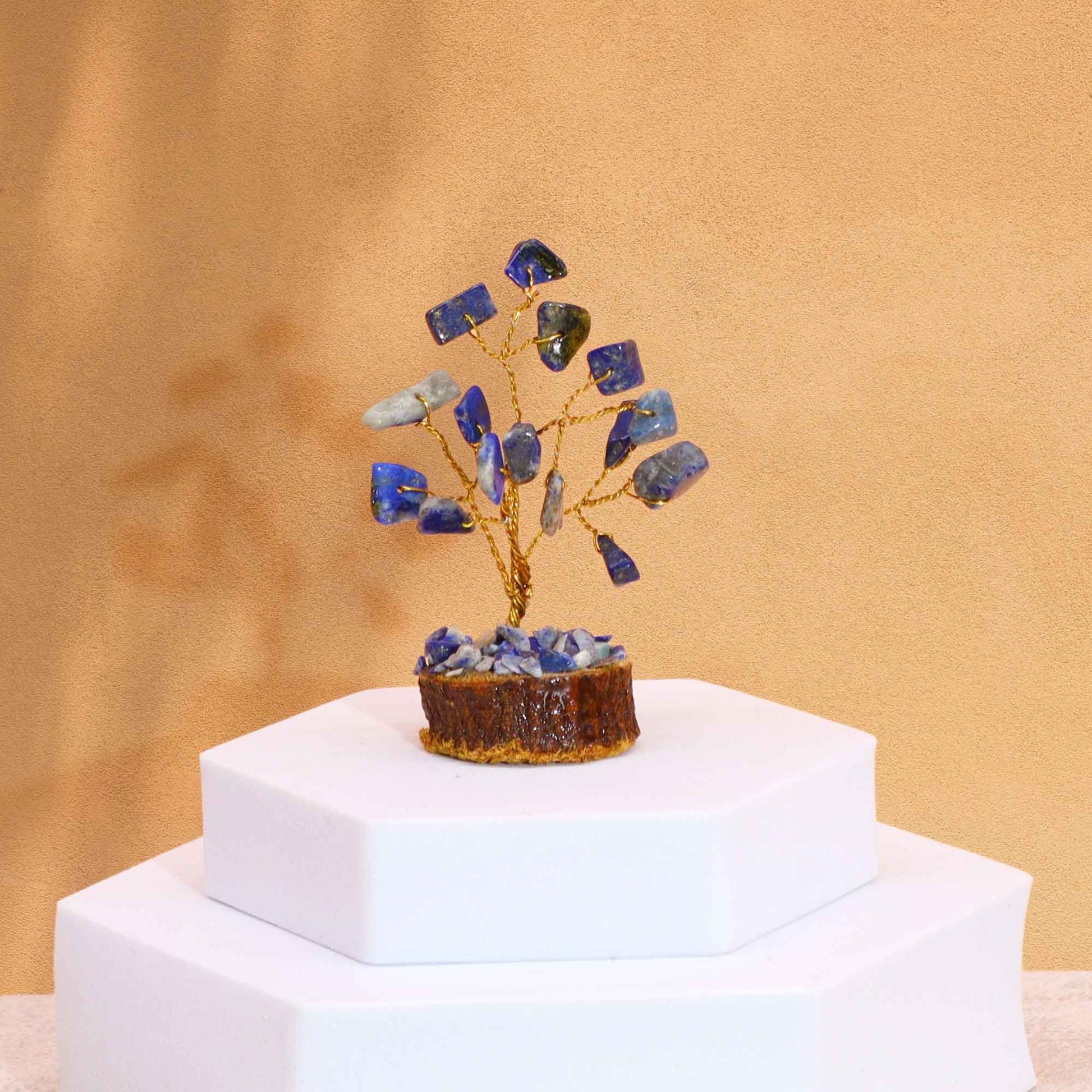 Mini Gemstone Tree On Wood Base - Sodalite (15 stones) AW Dropship UK
