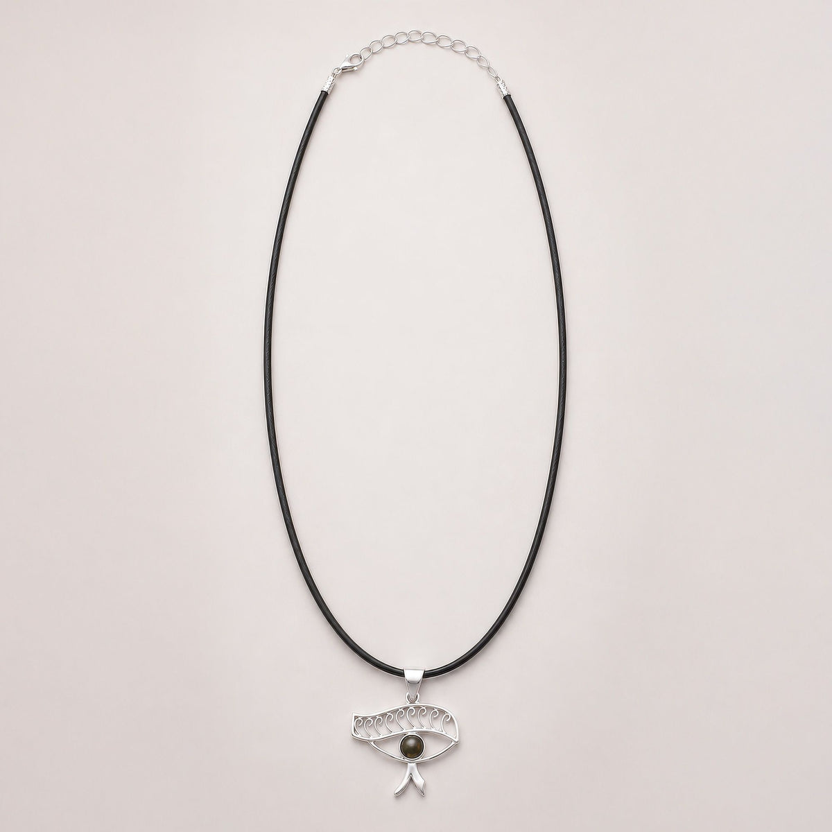 Indian Devotional Pendant - Silver Plated (45cm Cord)- Cleopatra Eye - Iolite AW Dropship UK