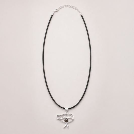 Indian Devotional Pendant - Silver Plated (45cm Cord)- Cleopatra Eye - Iolite AW Dropship UK
