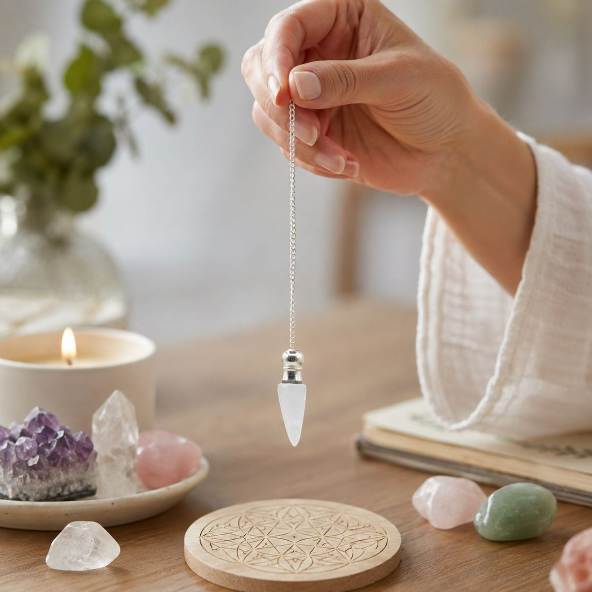 Secret Cavity Discovery of Truth Pendulum - Clear Quartz - Silver Plated AW Dropship UK
