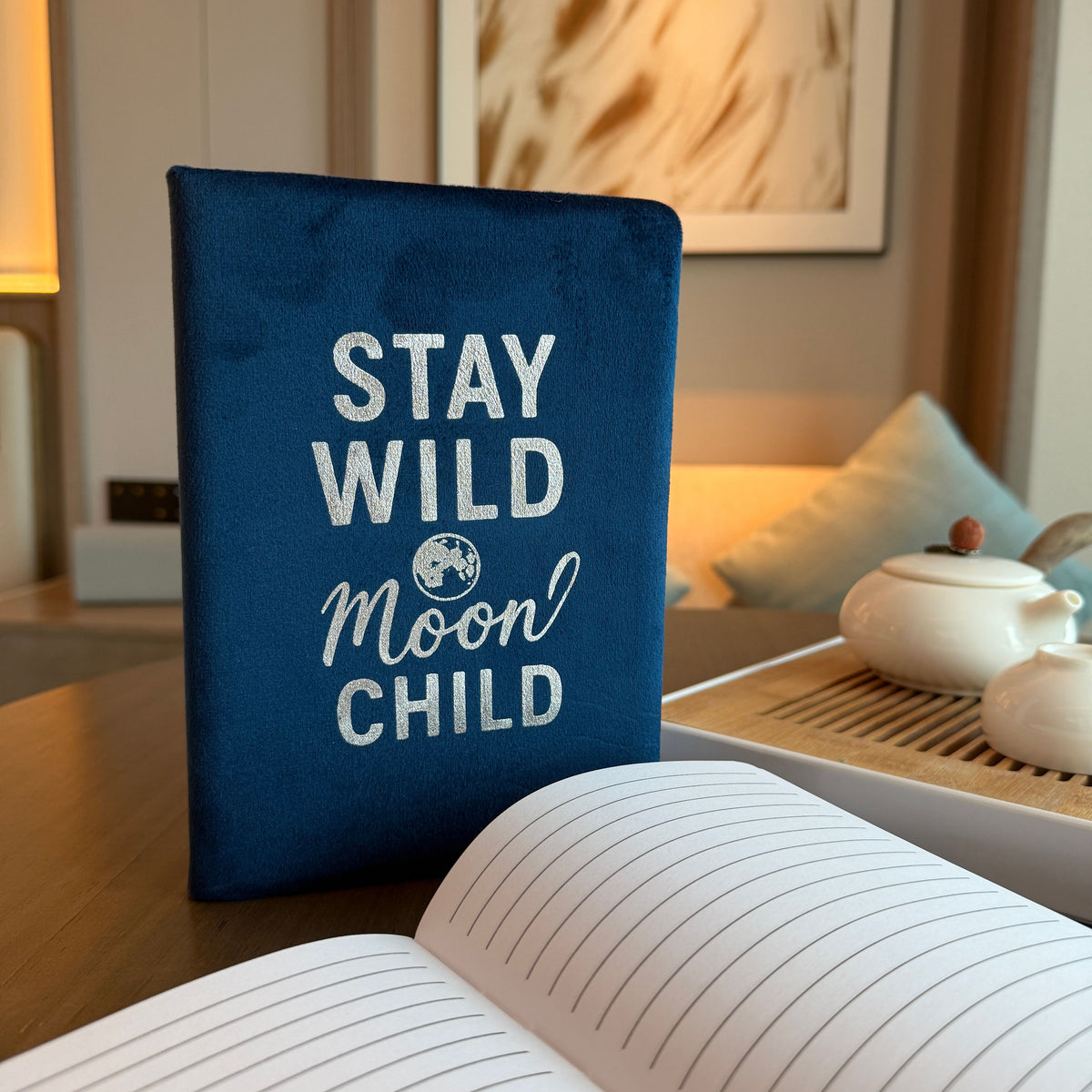 Dark Blue Velvet Notebook - 80 pages - Stay Wild Moon Child AW Dropship UK