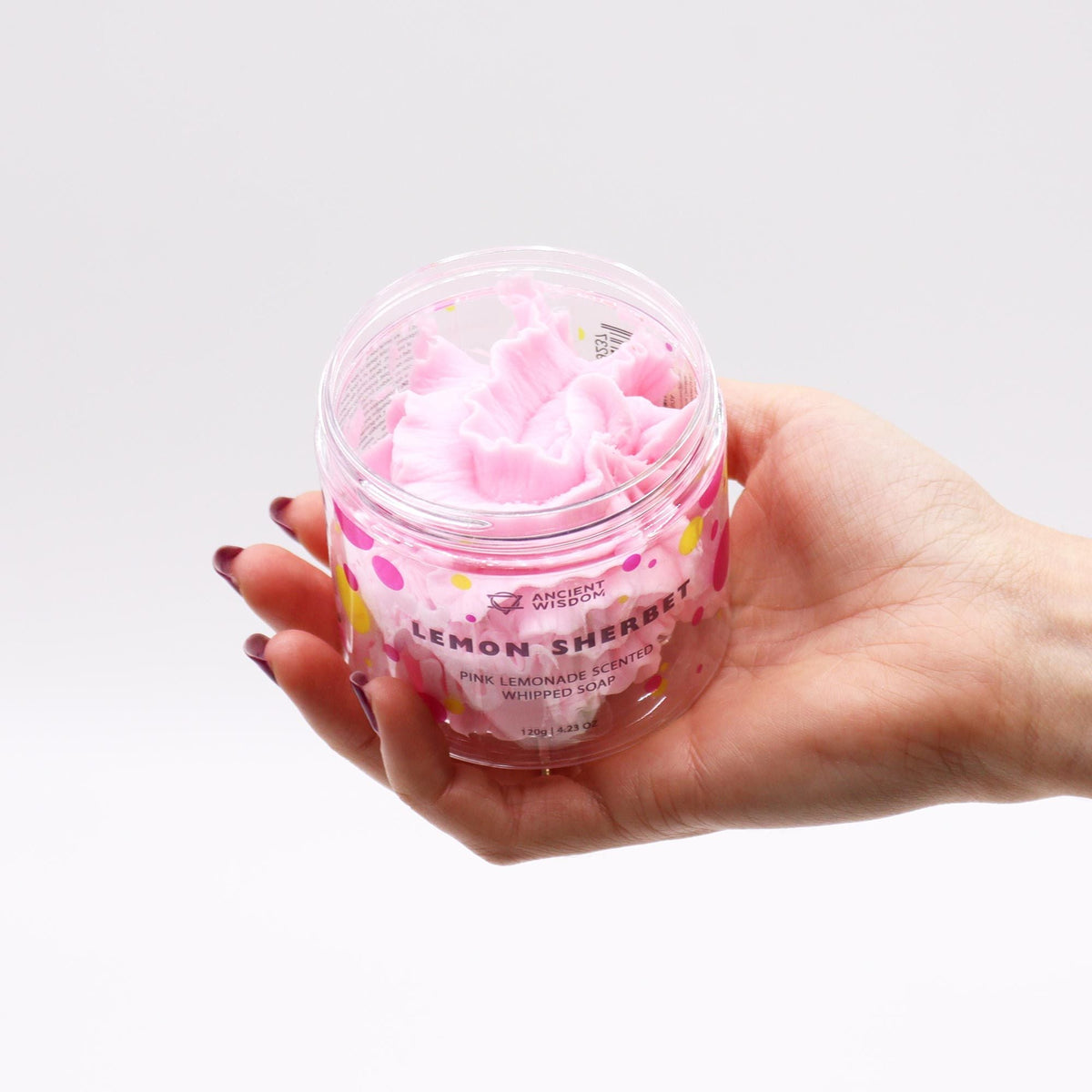 Pink lemonade scented whipped soap