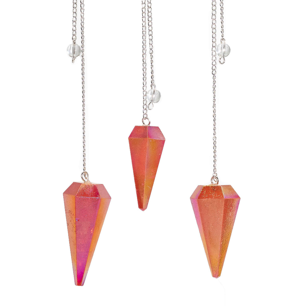 Six Sided Pendulum - Aurora Crystal Peach - 4cm AW Dropship UK