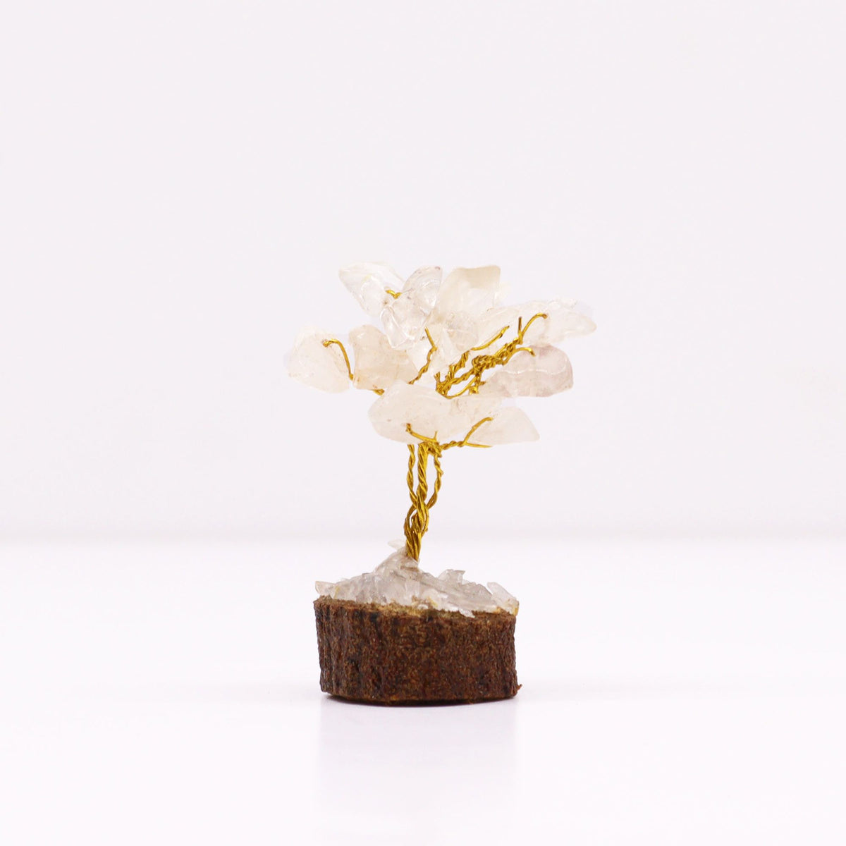 Mini Gemstone Tree On Wood Base - Rock Quartz (15 stones) AW Dropship UK