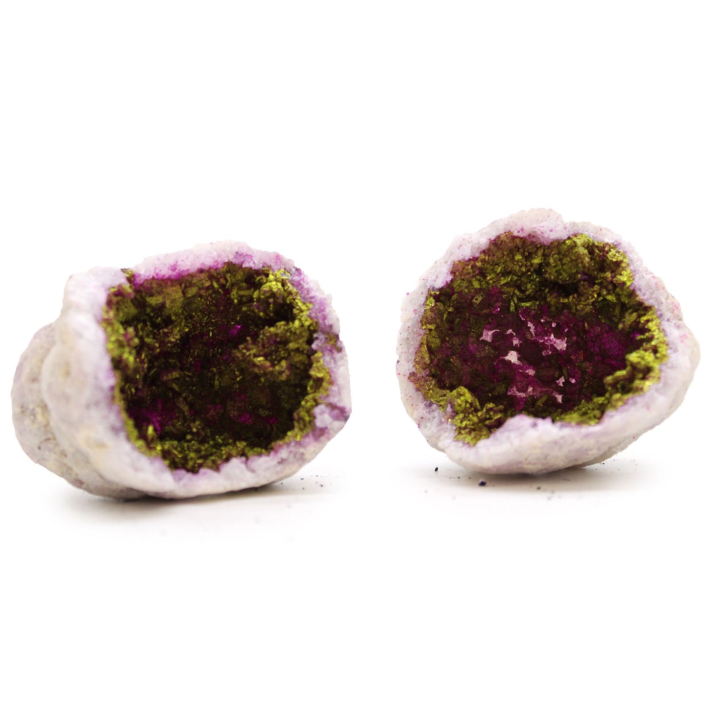 Coloured Calsite Geodes - Natural Rock - Pink & Gold AW Dropship UK