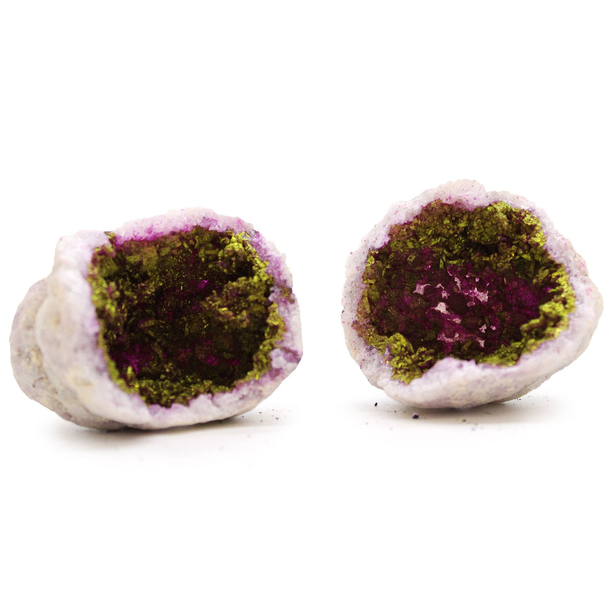Coloured Calsite Geodes - Natural Rock - Pink & Gold AW Dropship UK
