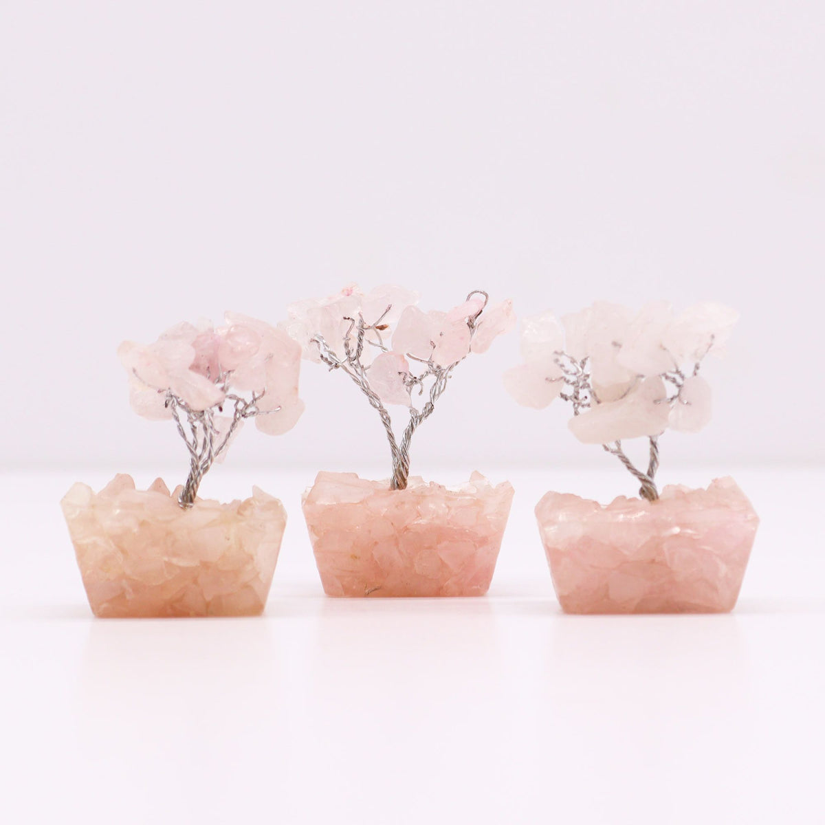 Mini Gemstone Tree On Orgonite Base - Rose Quartz (15 stones) AW Dropship UK