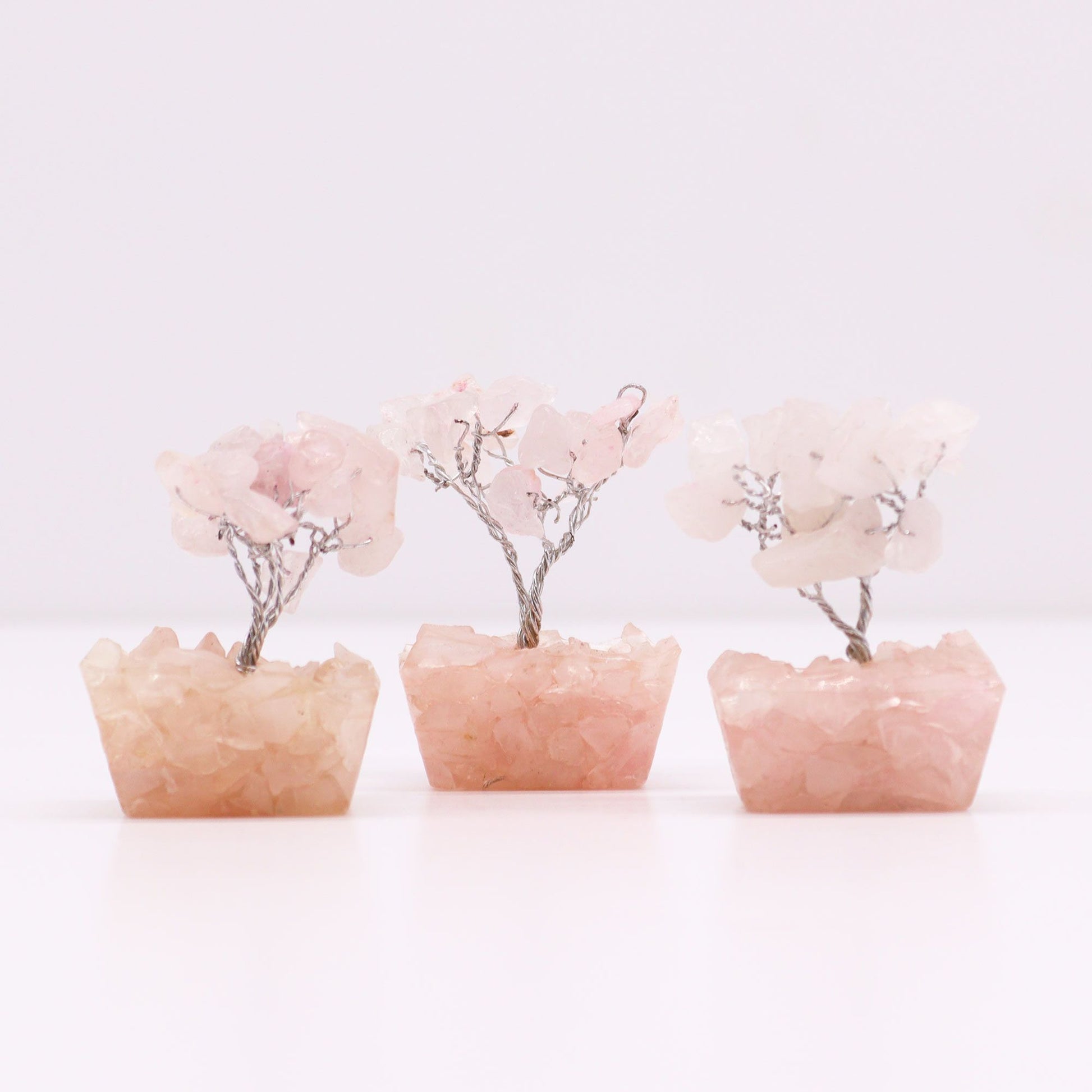 Mini Gemstone Tree On Orgonite Base - Rose Quartz (15 stones) AW Dropship UK