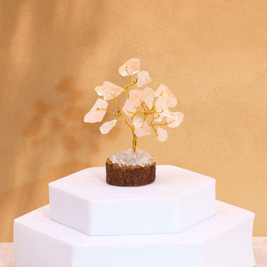 Mini Gemstone Tree On Wood Base - Rock Quartz (15 stones) AW Dropship UK