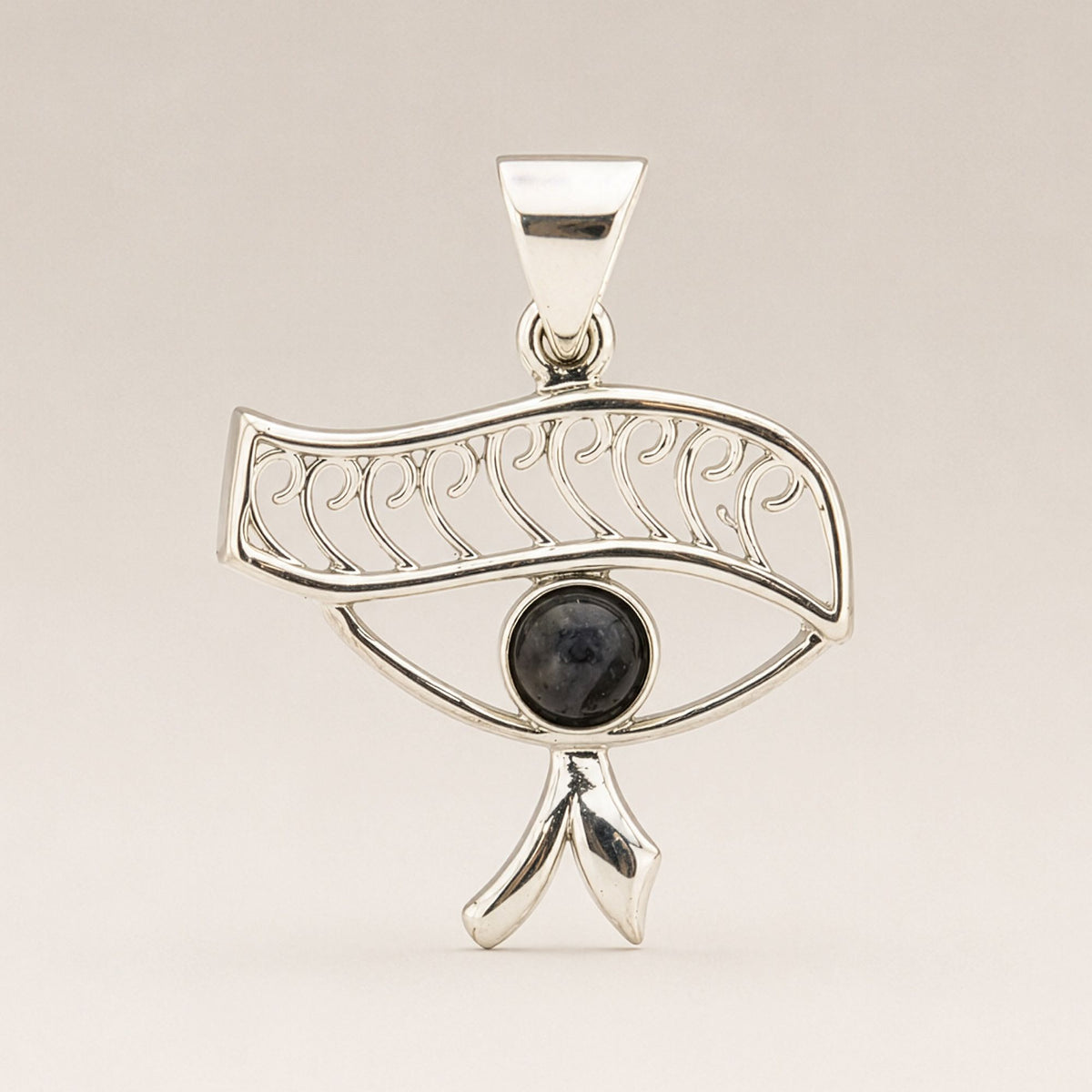 Indian Devotional Pendant - Silver Plated (45cm Cord)- Cleopatra Eye - Iolite AW Dropship UK