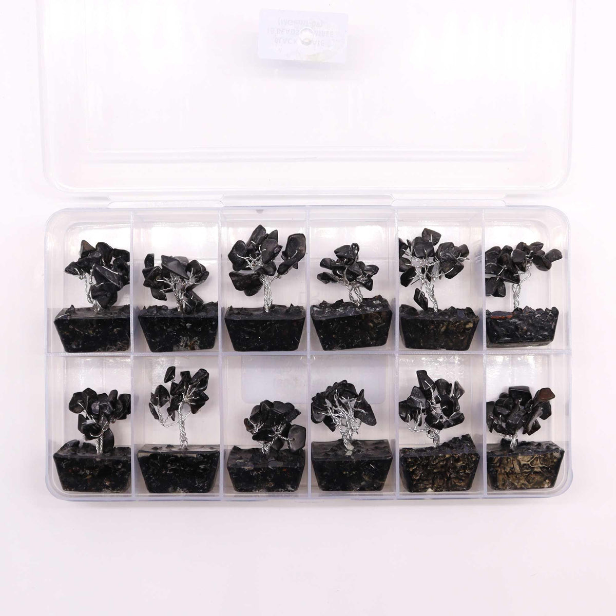 Mini Gemstone Tree On Orgonite Base - Black Agate (15 stones) AW Dropship UK
