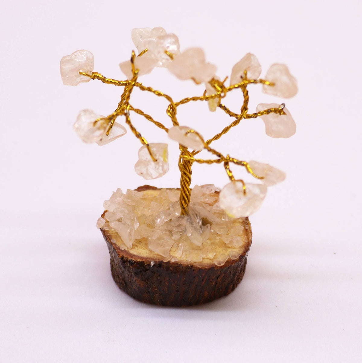 Mini Gemstone Tree On Wood Base - Rock Quartz (15 stones) AW Dropship UK