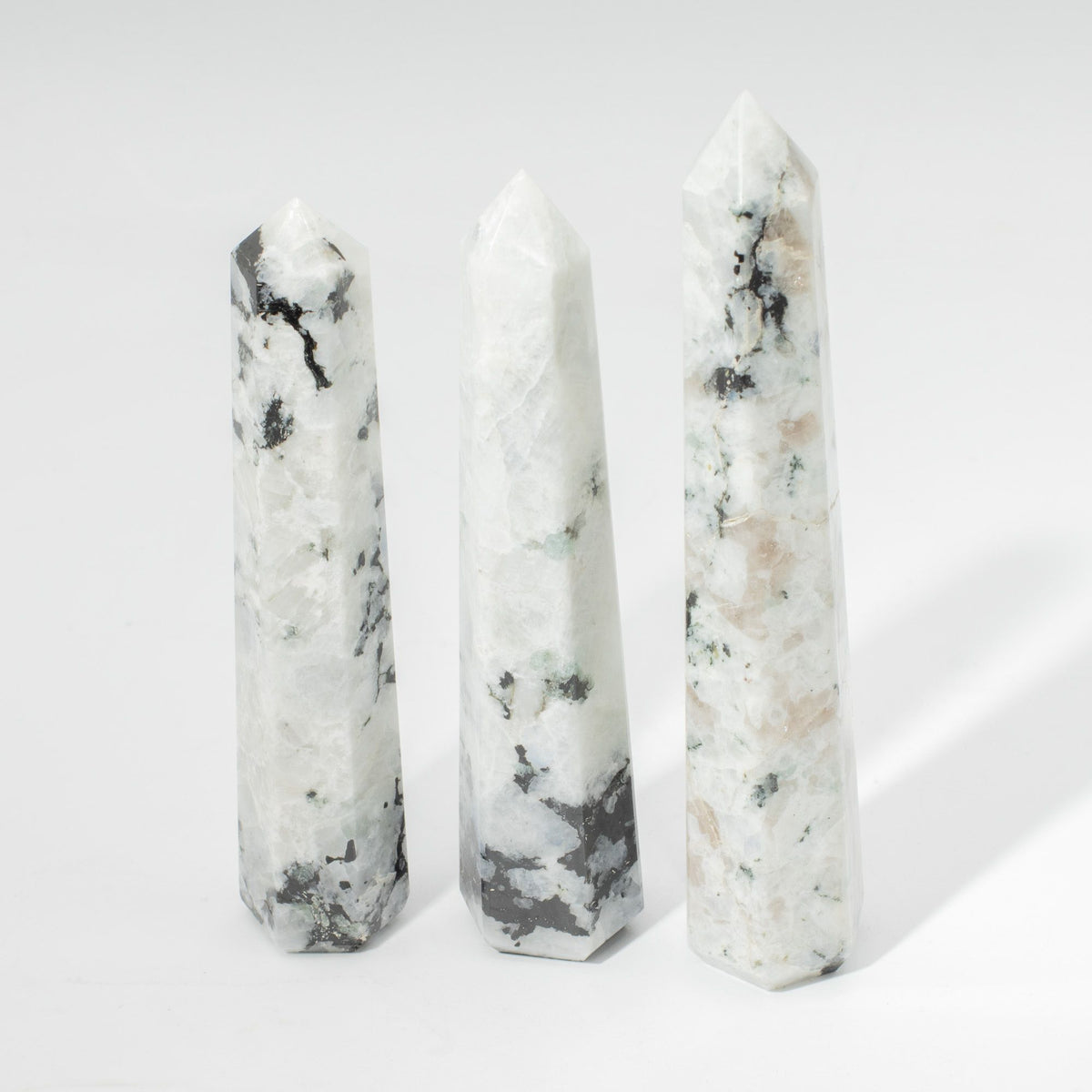 Gemstone Six Face Obelisk Point approx 17cm - Rainbow Moonstone AW Dropship UK