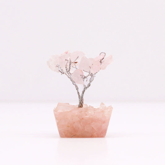 Mini Gemstone Tree On Orgonite Base - Rose Quartz (15 stones) AW Dropship UK
