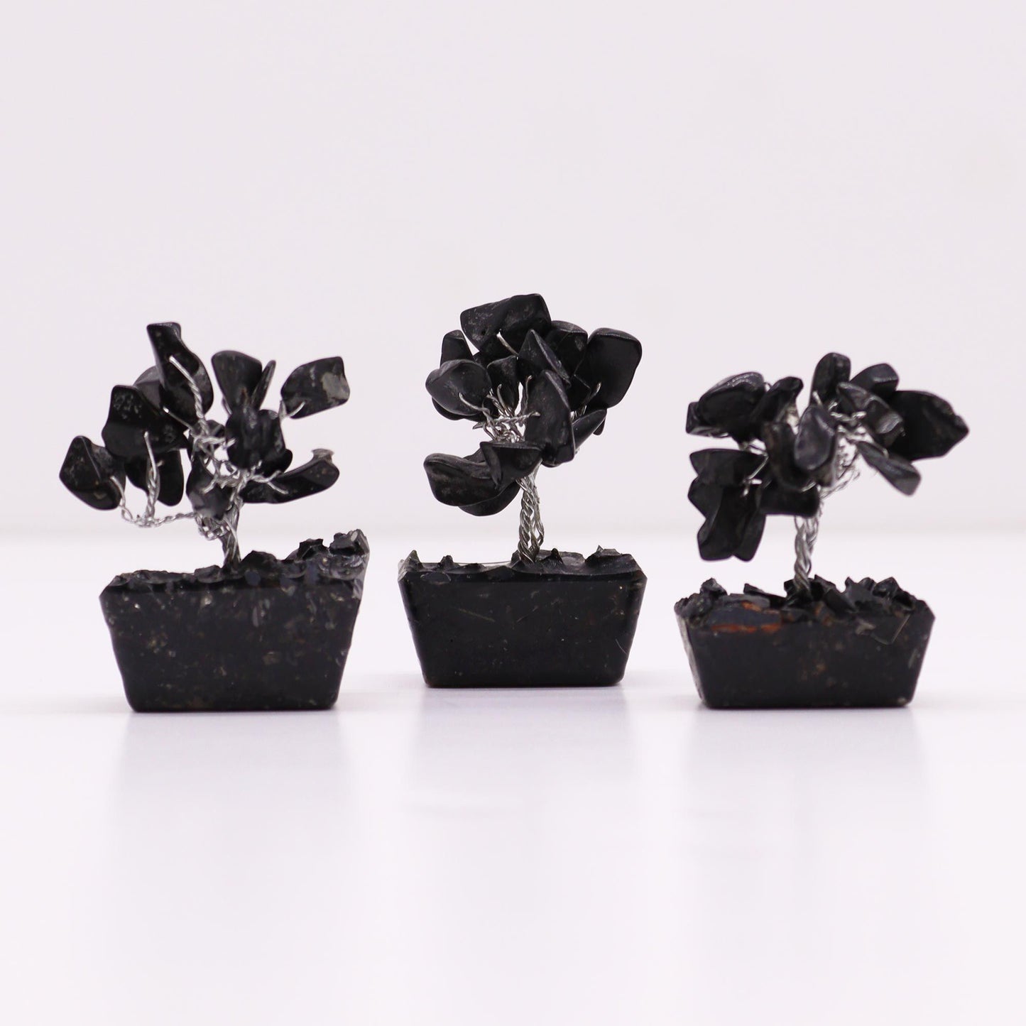 Mini Gemstone Tree On Orgonite Base - Black Agate (15 stones) AW Dropship UK