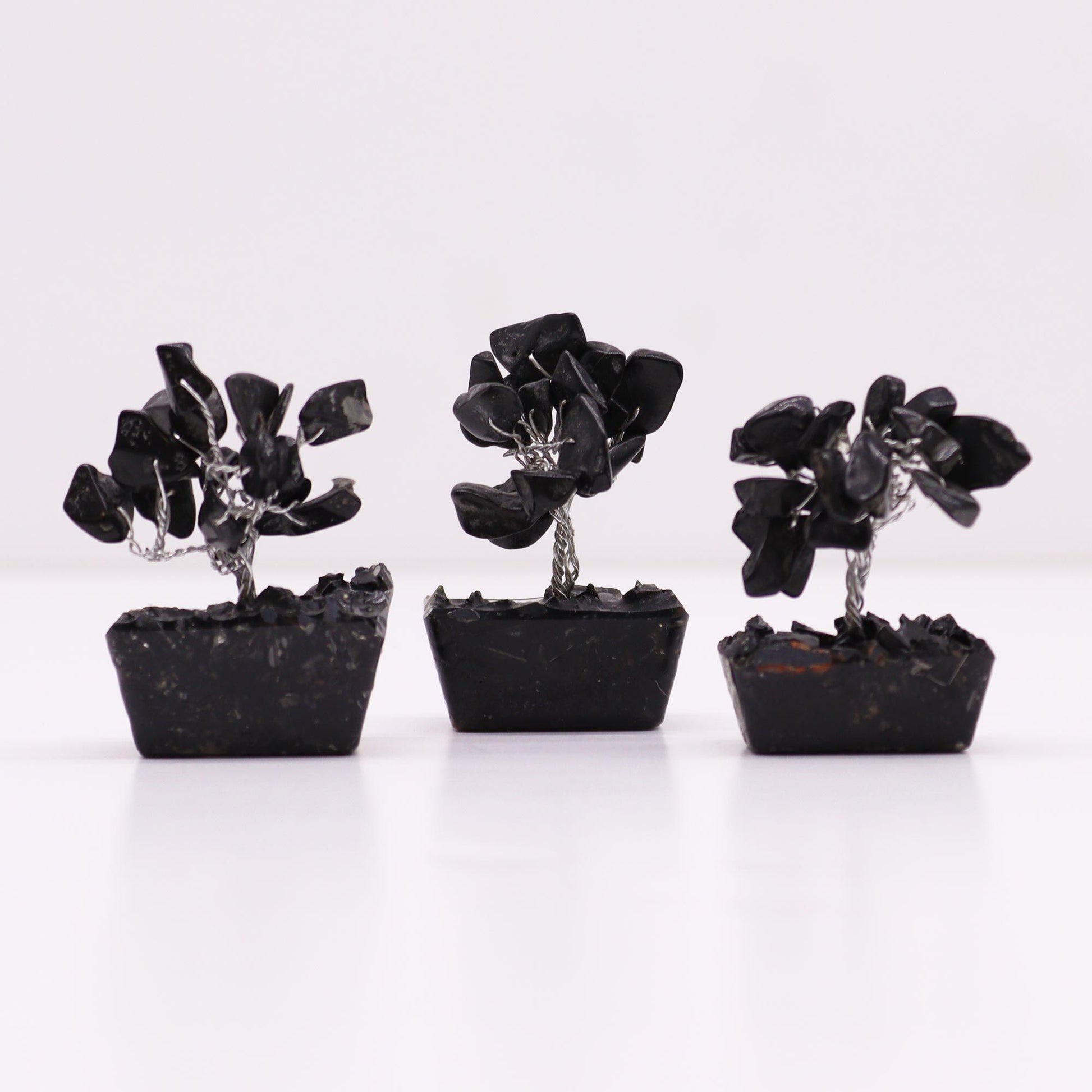 Mini Gemstone Tree On Orgonite Base - Black Agate (15 stones) AW Dropship UK