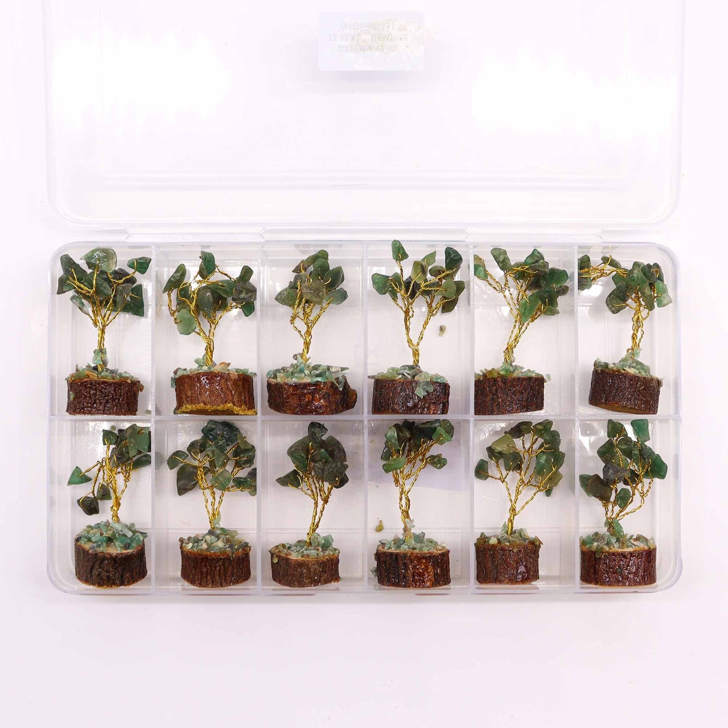 Mini Gemstone Tree On Wood Base - Green Aventurine (15 stones) AW Dropship UK