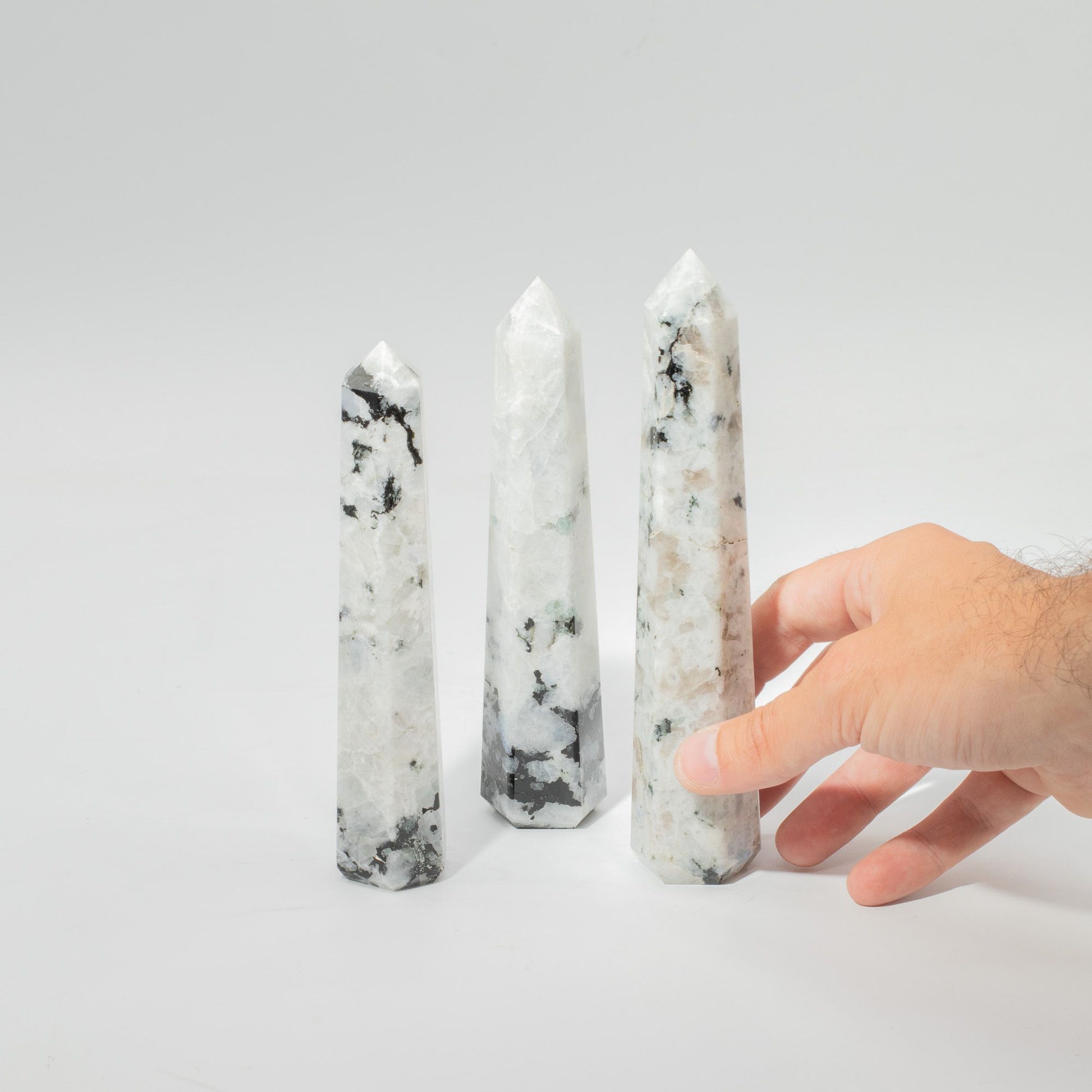 Gemstone Six Face Obelisk Point approx 17cm - Rainbow Moonstone AW Dropship UK