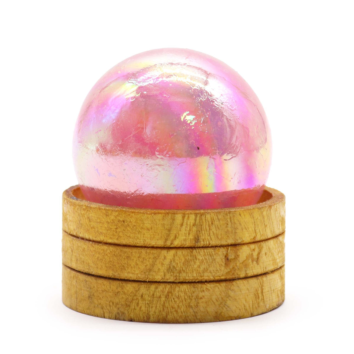 Gemstone Sphere 50mm - Rose Quartz Titanium Aura with Stand AW Dropship UK