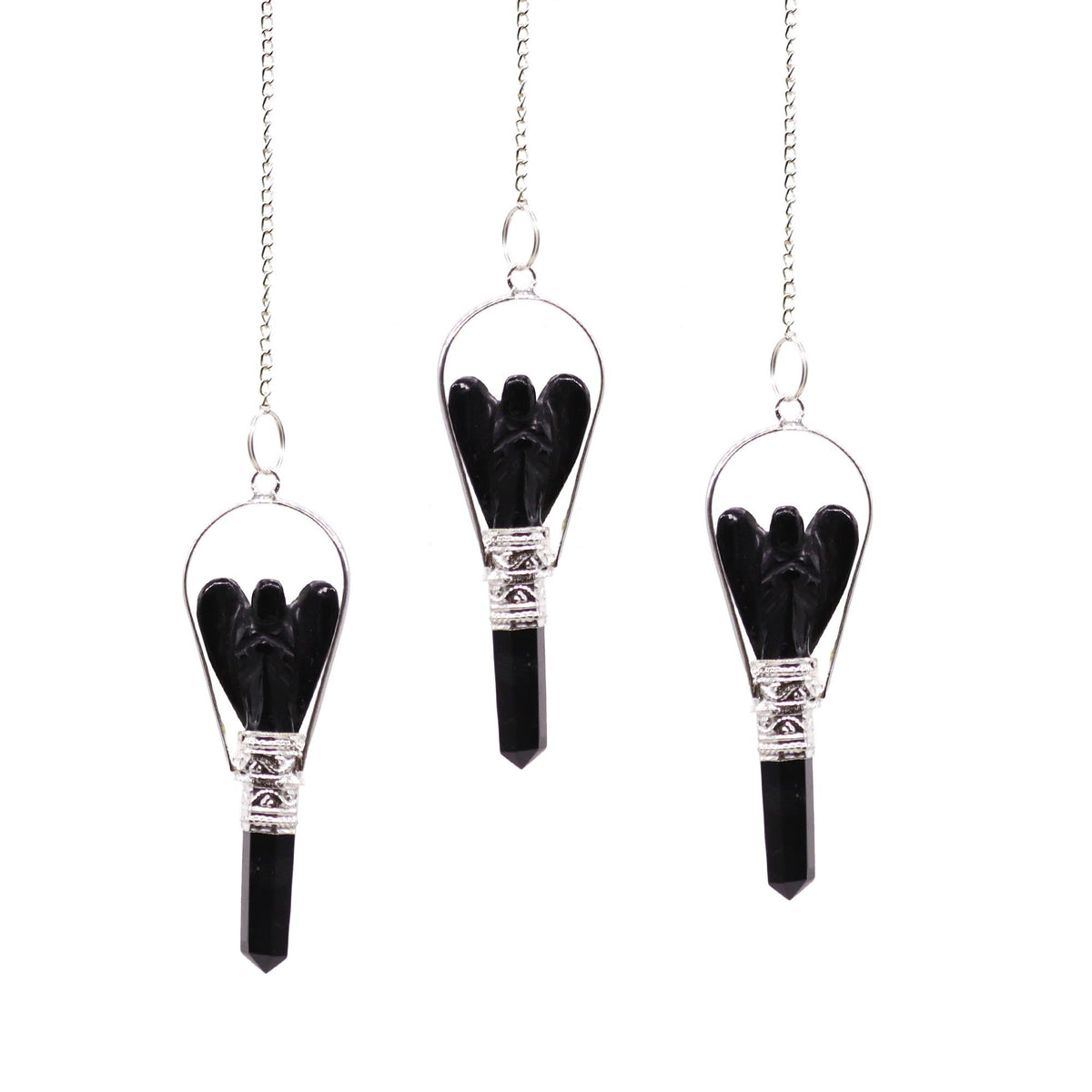 Angel Pendulum with Ring- Black Agate AW Dropship UK