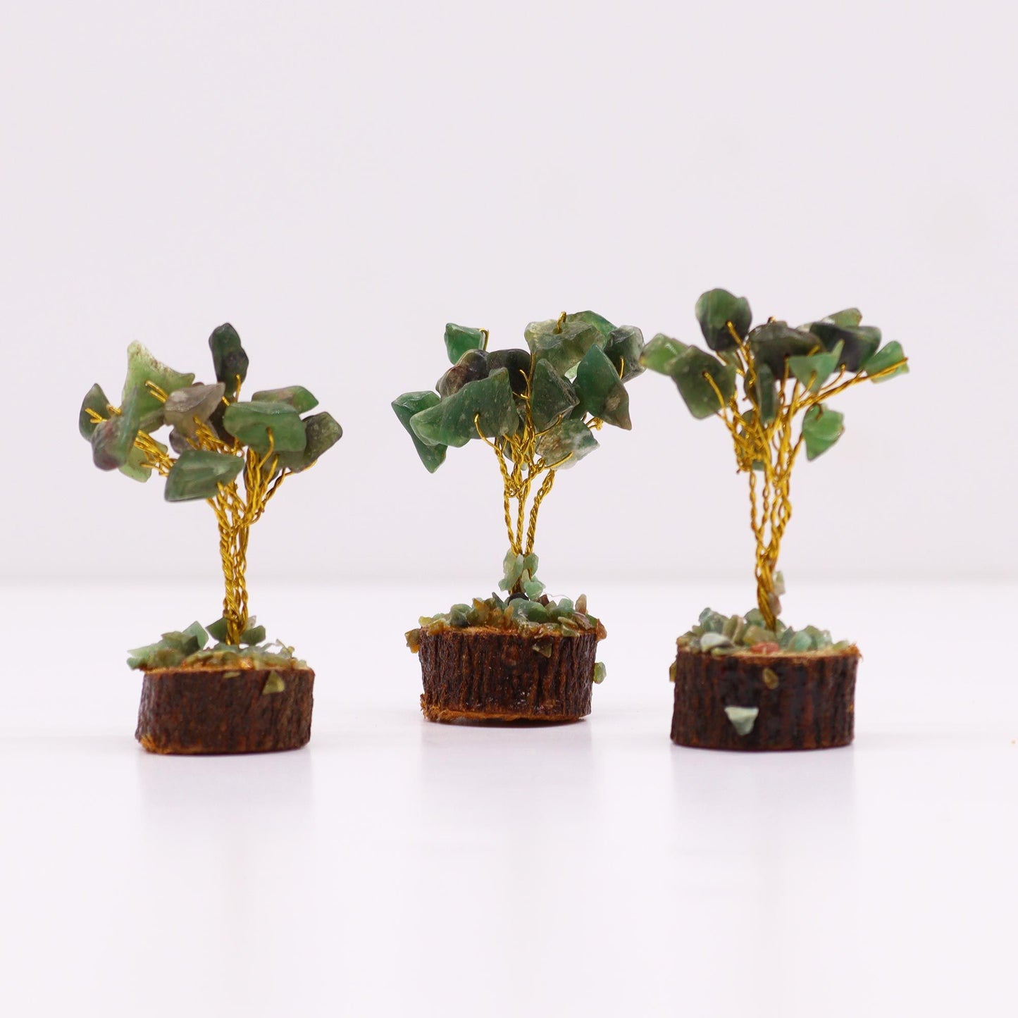 Mini Gemstone Tree On Wood Base - Green Aventurine (15 stones) AW Dropship UK